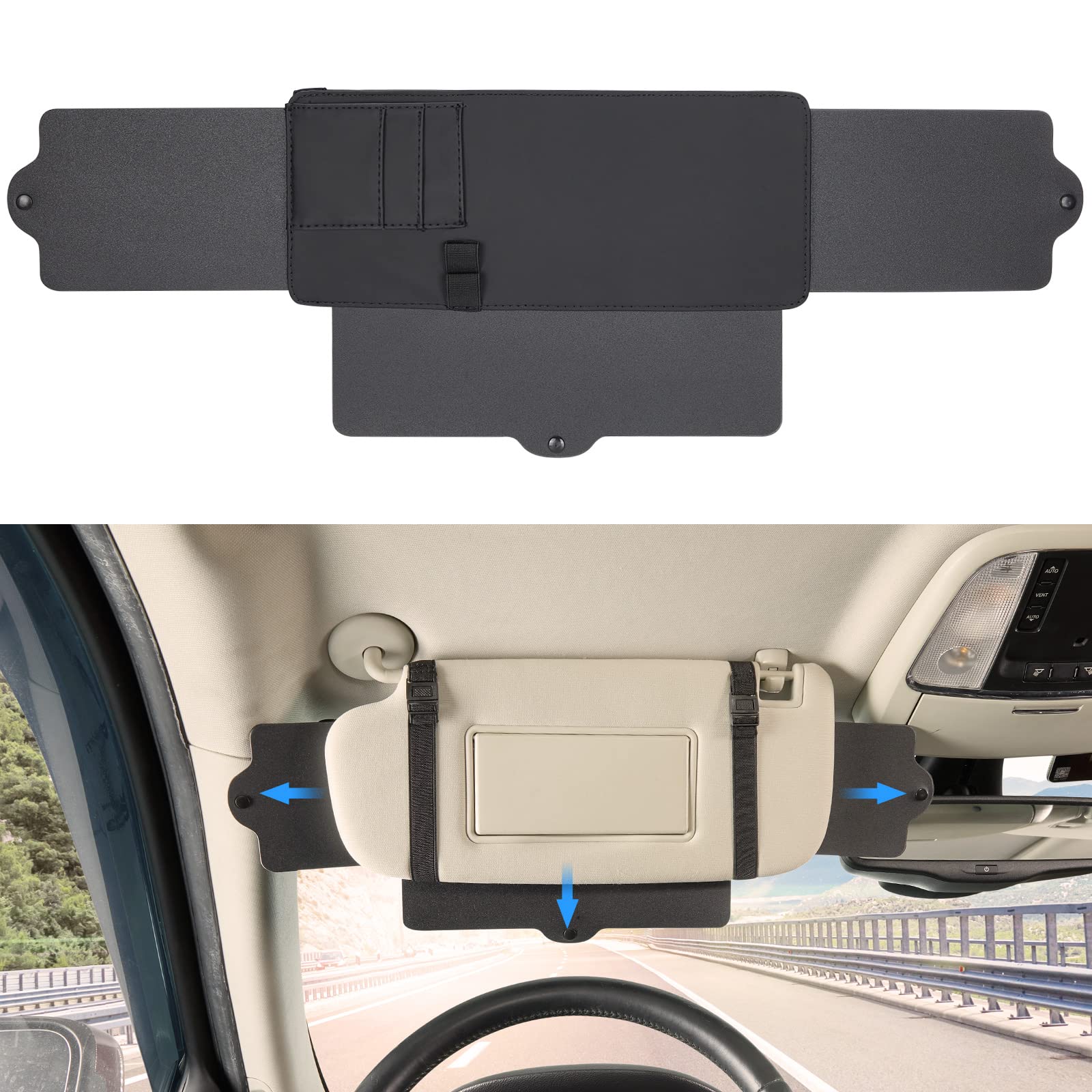 JoyTutus Car Sun Visor Sunshade Extender, Adjustable Car Sun Visor Extender Protects from Anti-Glare, UV Rays Blocker Window Sun