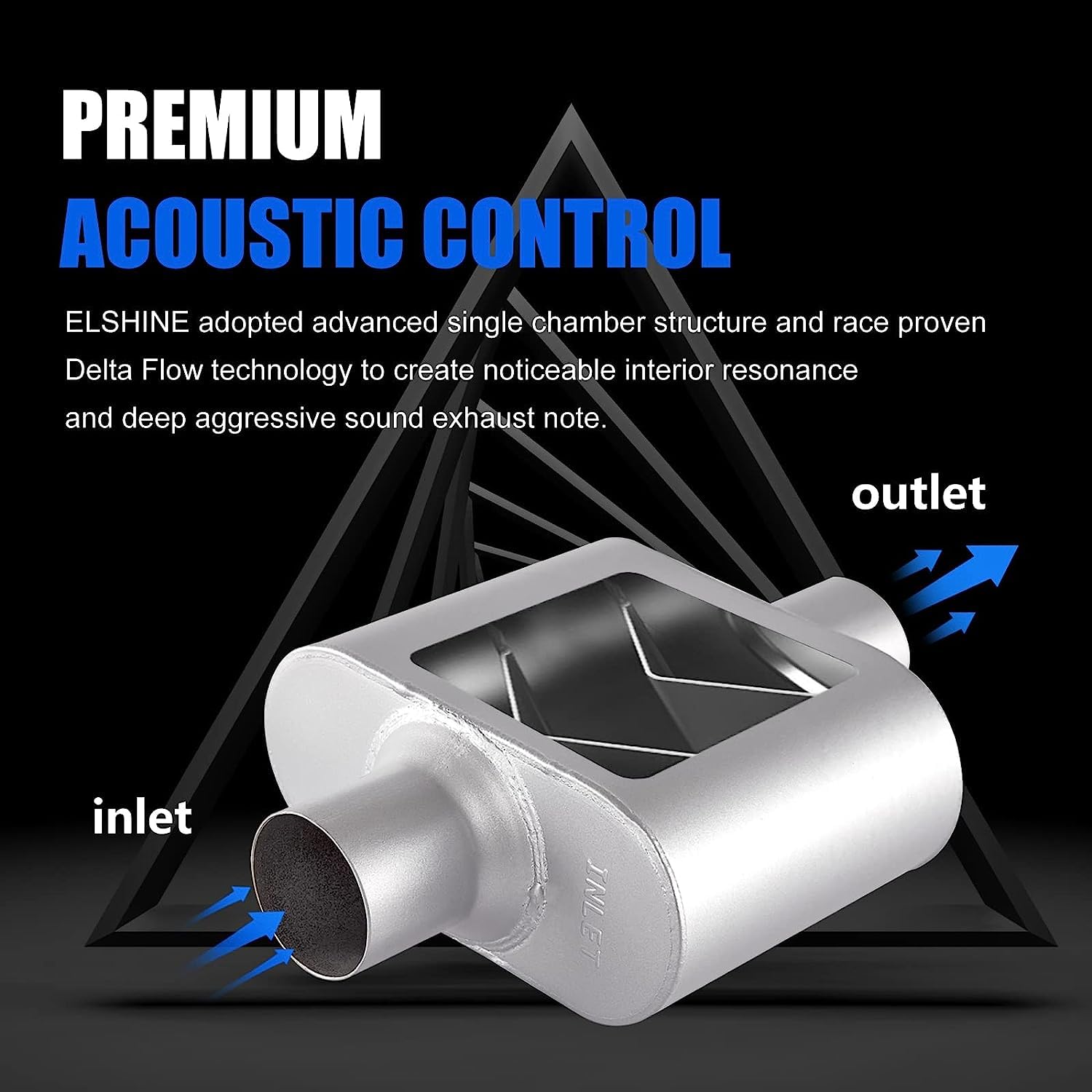 Universal Exhaust Muffler With Aggressive Sound, Anti-Corrosive Muffler, Chamber Performance Mufflers For Cars, Trucks(2.75'' Ce