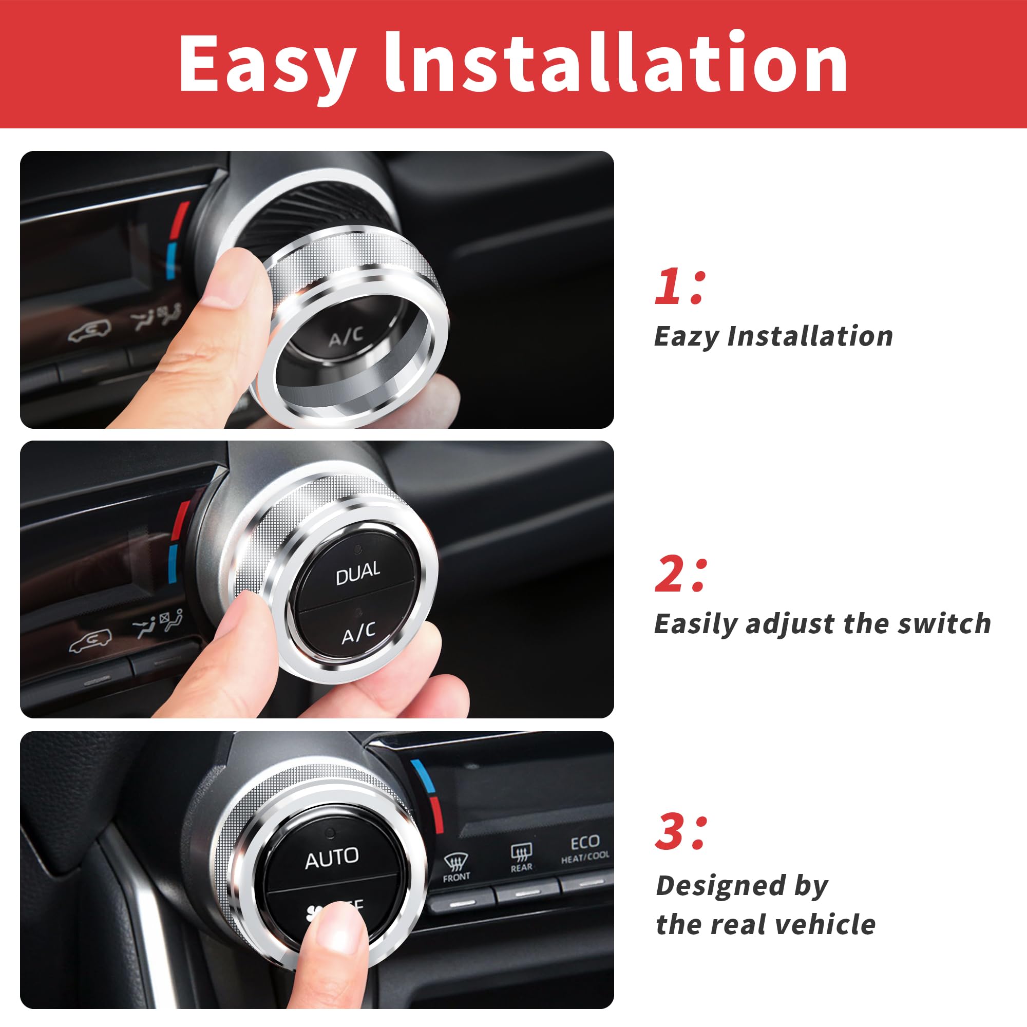 Polodunn For Toyota Rav4 Accessories 2025 2024 2023 2022 2021 2020 2019 -Air Conditioning Knob Covers, Push Start Button Cover T