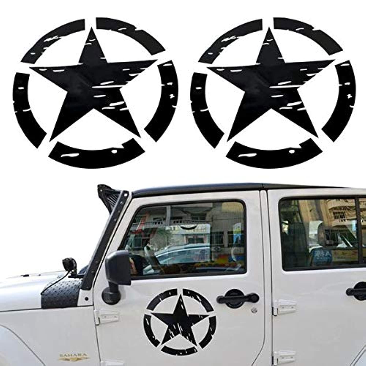 u-Box Car Body Sticker Army Style Black Star Logo Doors Bumper Decal Sticker Kit for All Vehicles Jeep Wrangler Ford Toyota Ram 