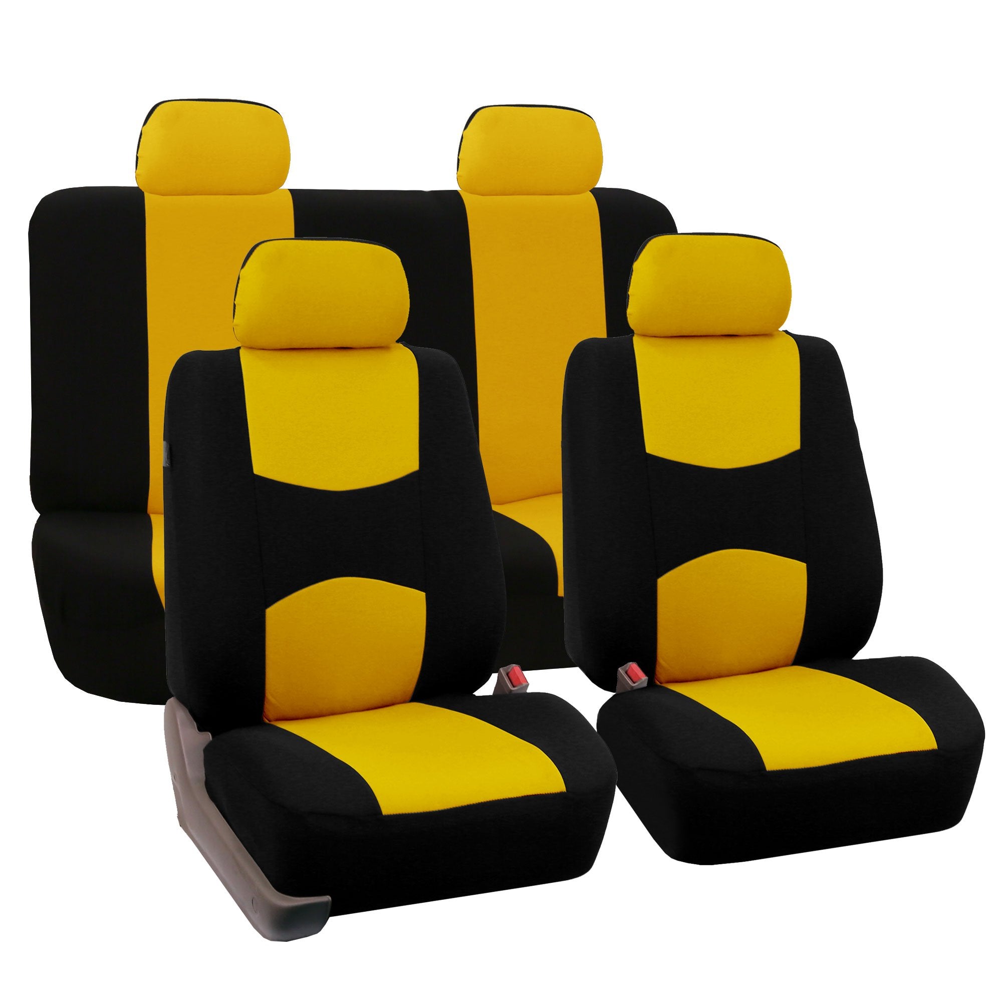 Fh Group Car Seat Covers Full Set Cloth - Universal Fit Automotive Seat Covers, Low Back Front Seat Covers, Solid Back Seat Cove