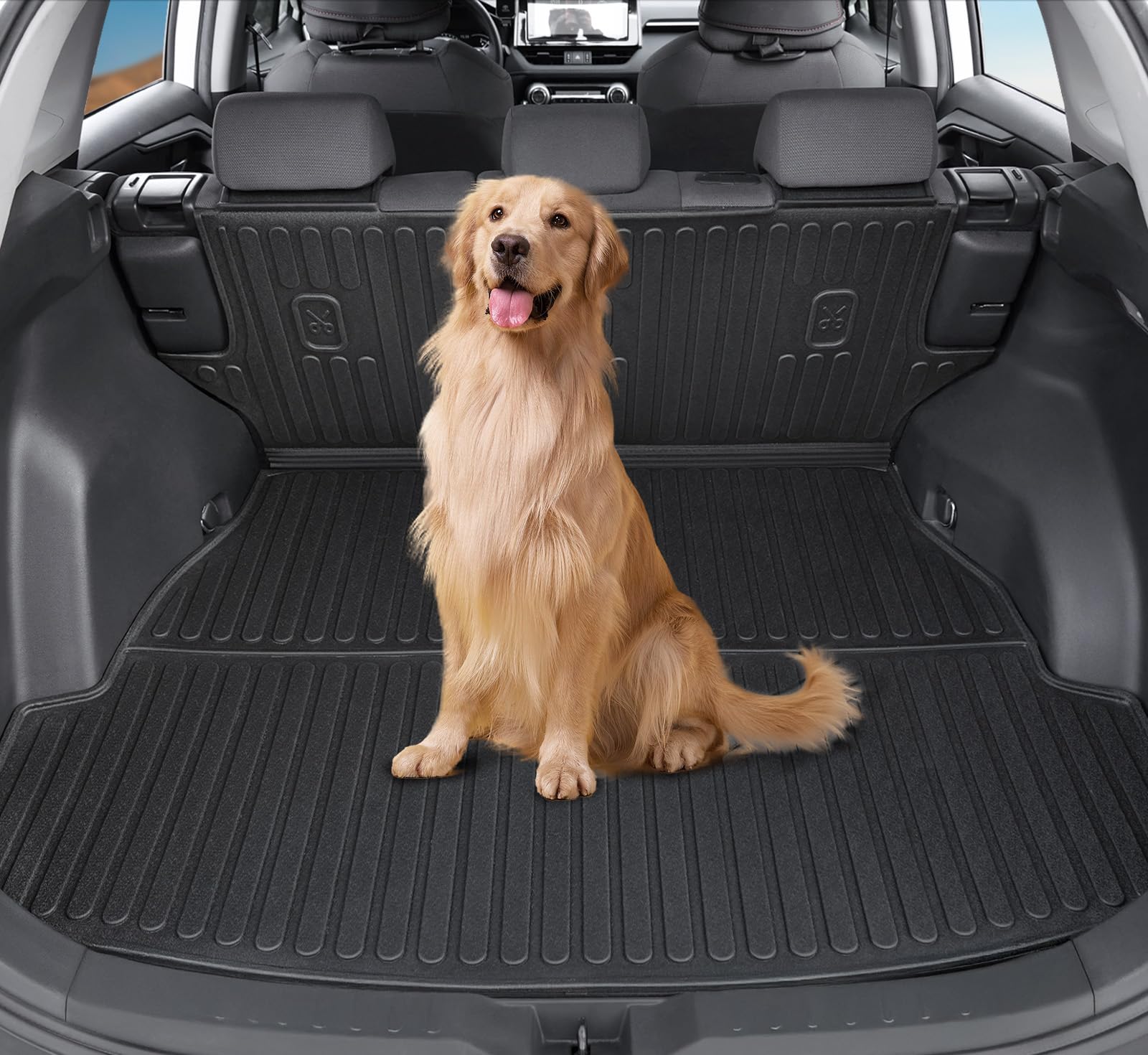 JOULARISE TPE Cargo Mat with Backrest for Toyota RAV4 2019-2025, All Weather Trunk Liner, Trunk Mat with Backrest Mat
