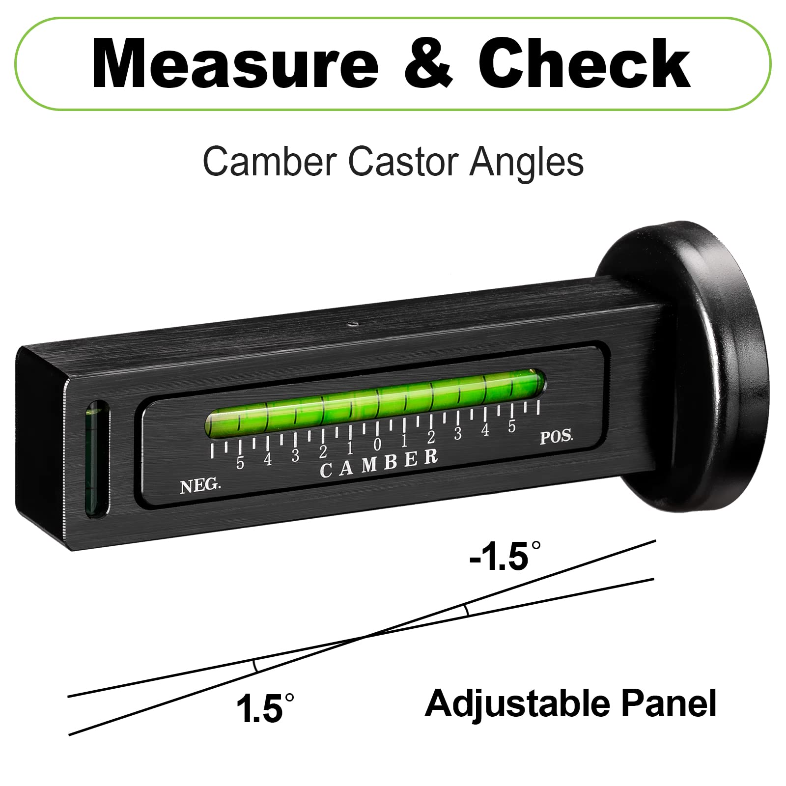 Toolwiz Adjustable Magnetic Camber Gauge Tool for Car & Truck - Black, Model TAC0015BK