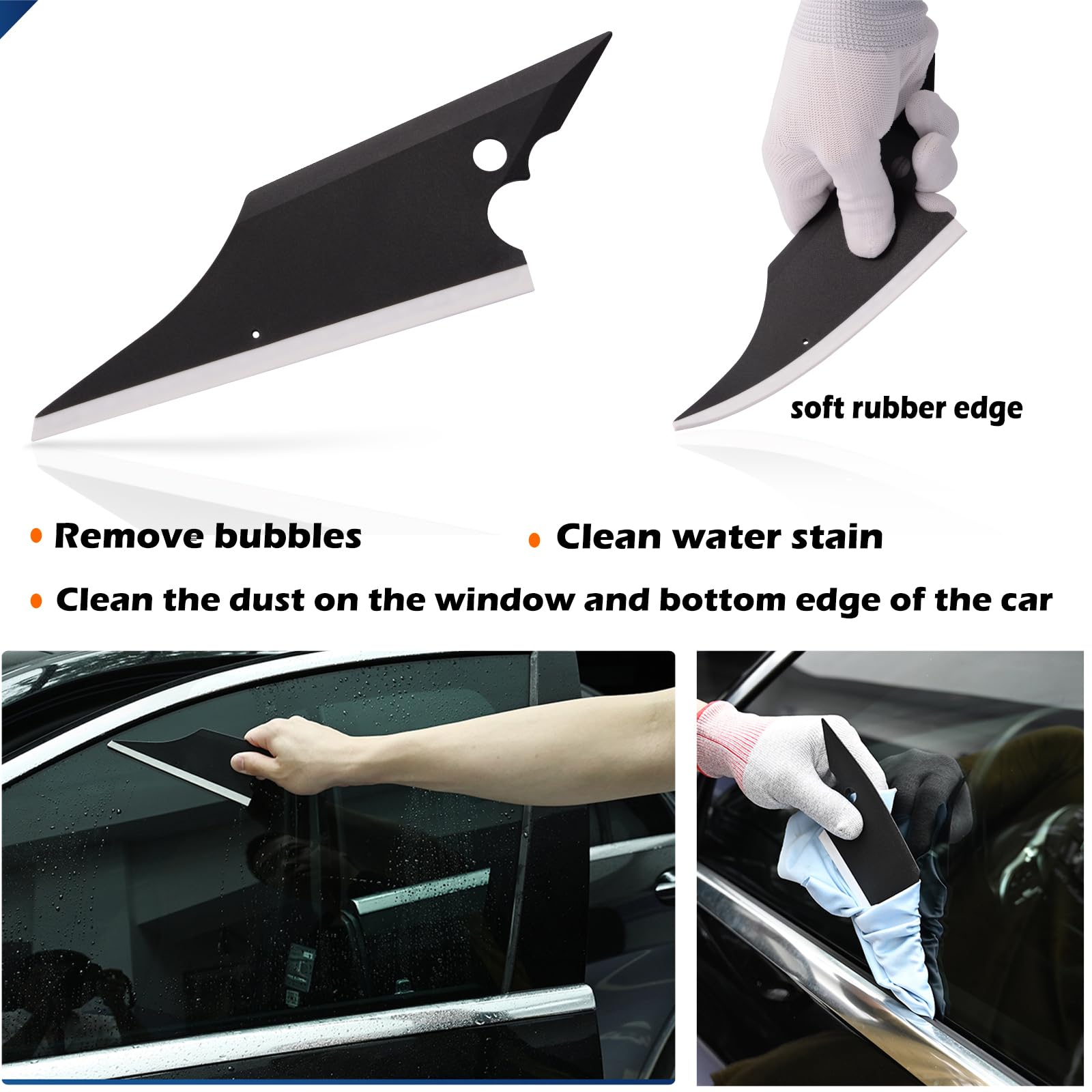 Ehdis Pro Auto Application Tool Conqueror Squeegee Original Corner Reach Tool Window Tint Conqueror Tool Soft Squeegee Blade With White Blade For Versatile Use-Pack Of 5