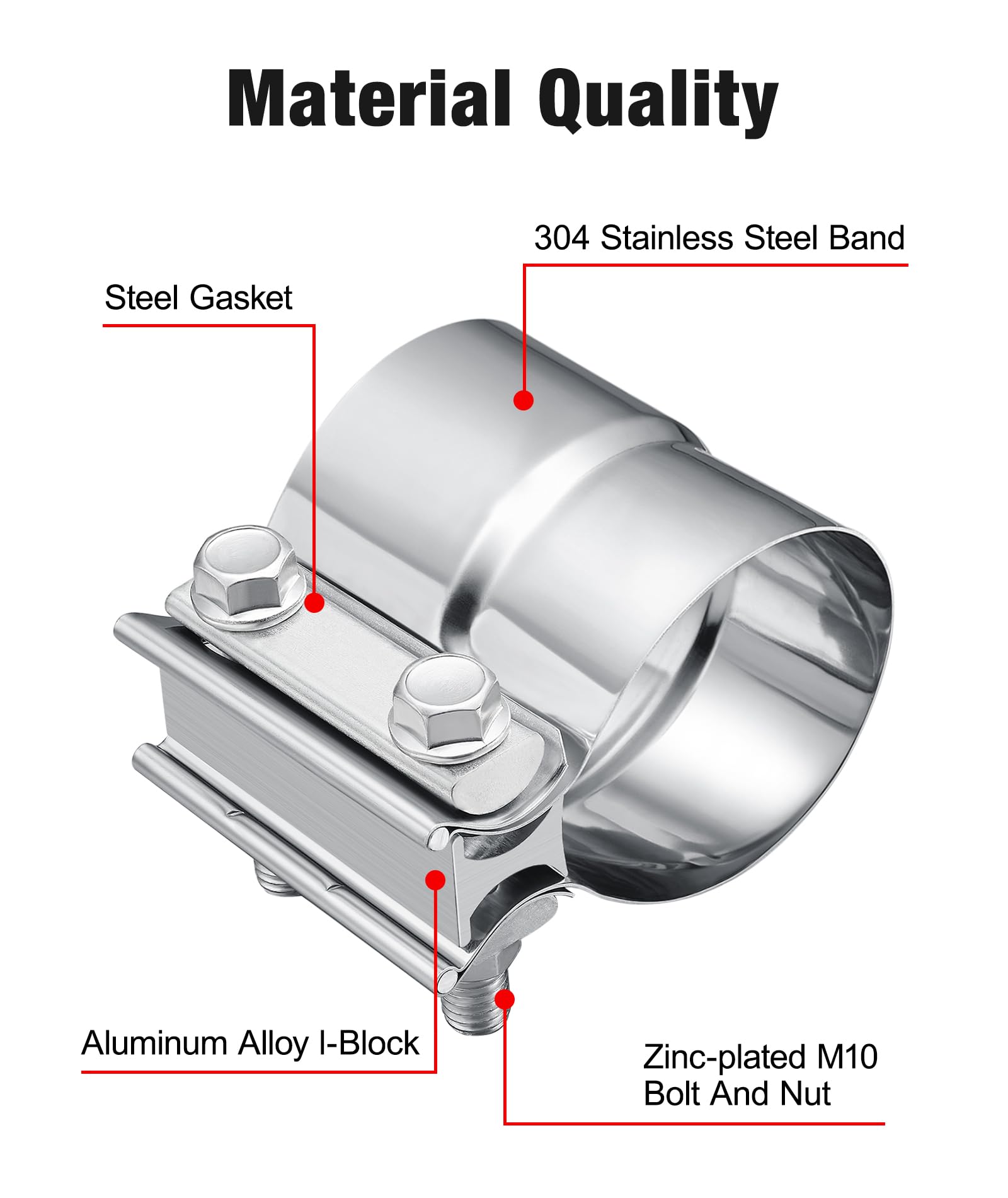 Evil Energy 3 ' ' Exhaust Clamp,Lap Joint Band Clamp Stainless Steel For Pipes,Mufflers,Catalytic Converters (4Pcs, 3.0 Inch)