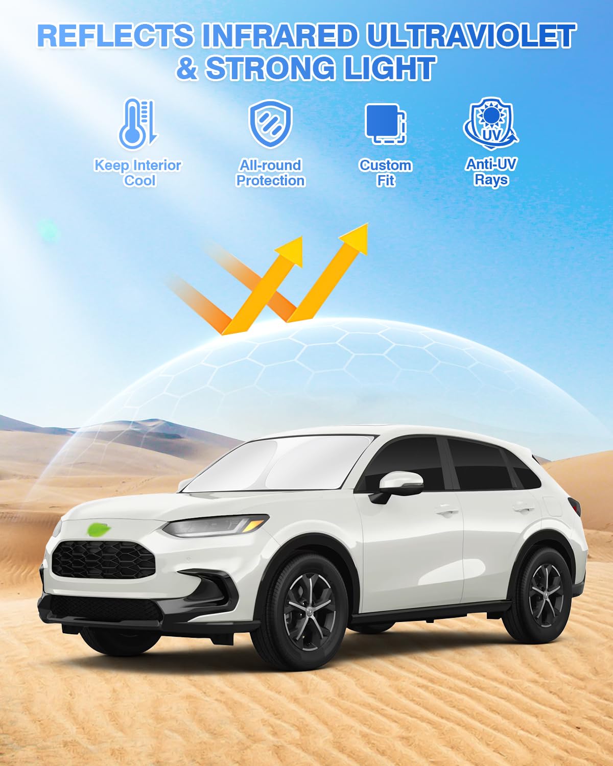 Canvcle Windshield Sunshades for Honda HR-V 2023-2026, Black, 8PCS, Privacy Protection, Keep Vehicle Cool