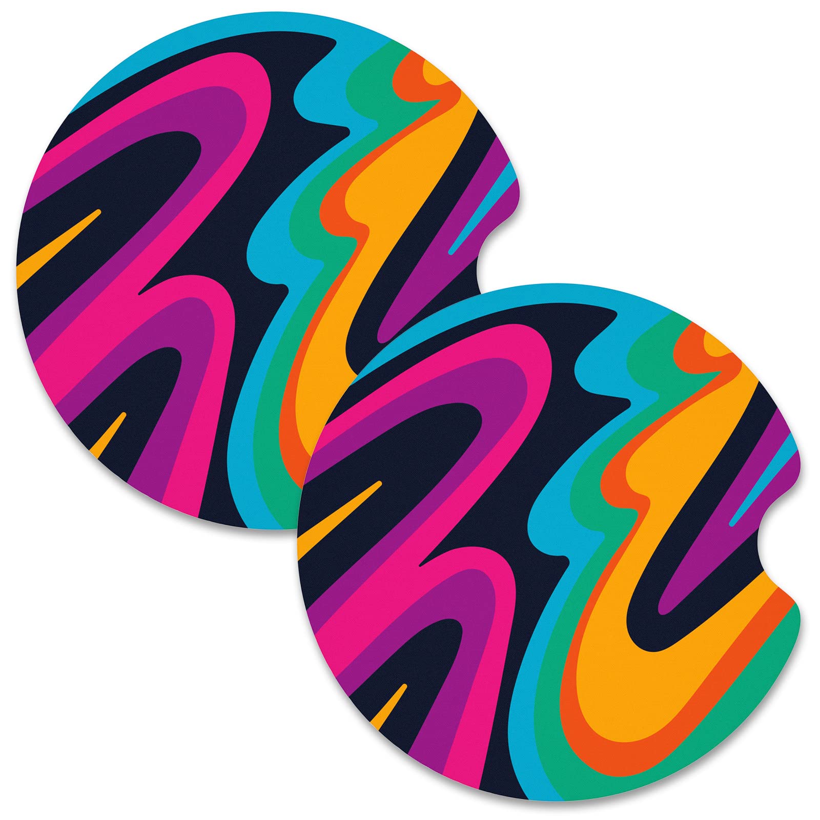 Nipichsha Car Cup Holder Coasters, Car Coasters for Cup Holders, 2 Pack Universal Anti Slip Insert Rubber Mat with A Finger Notc