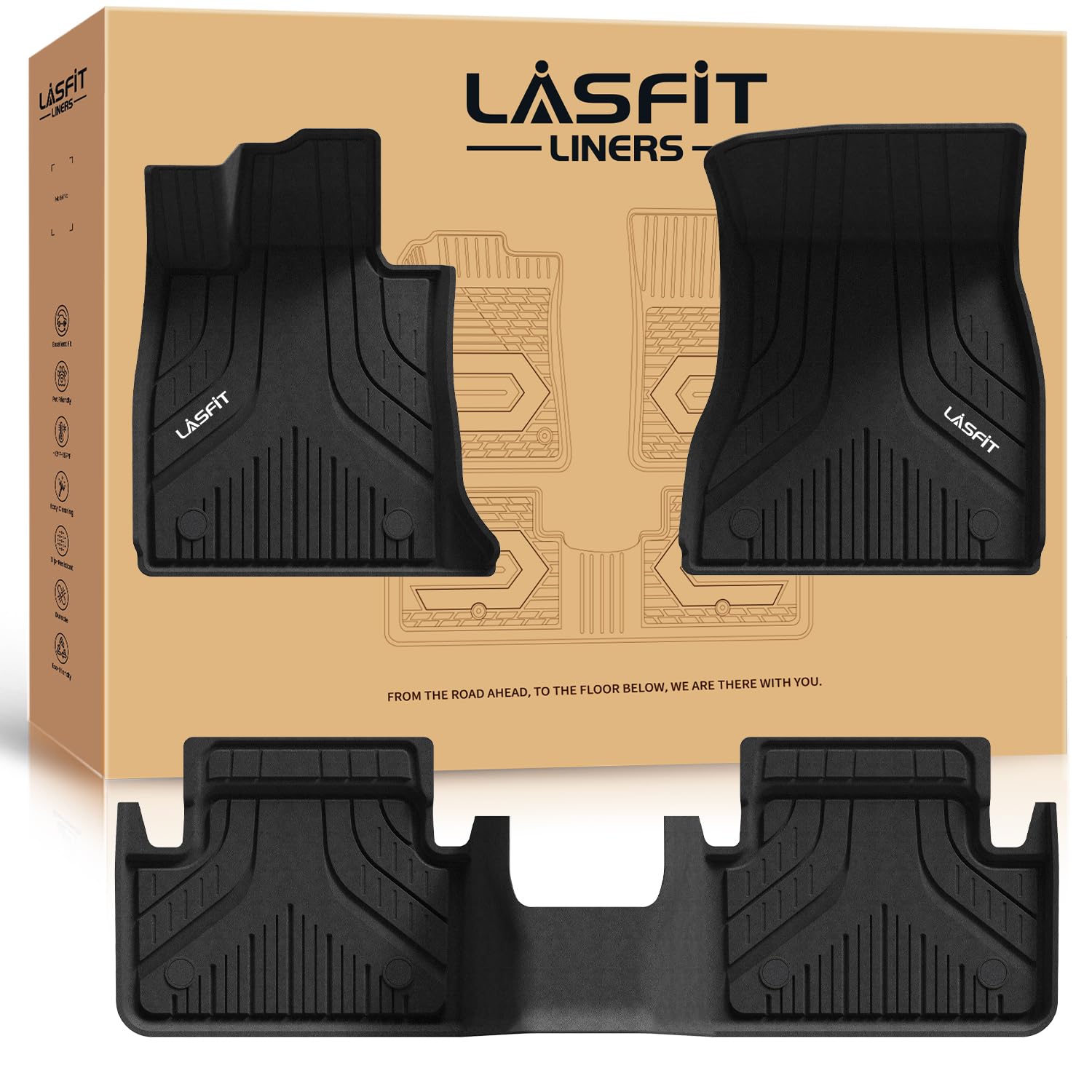 Lasfit Floor Mats For Bmw 5 Series G60 2024 2025 2026 530I 540I Xdrive, 100% Tpe All Weather Custom Fit Floor Liners 1St & 2Nd R