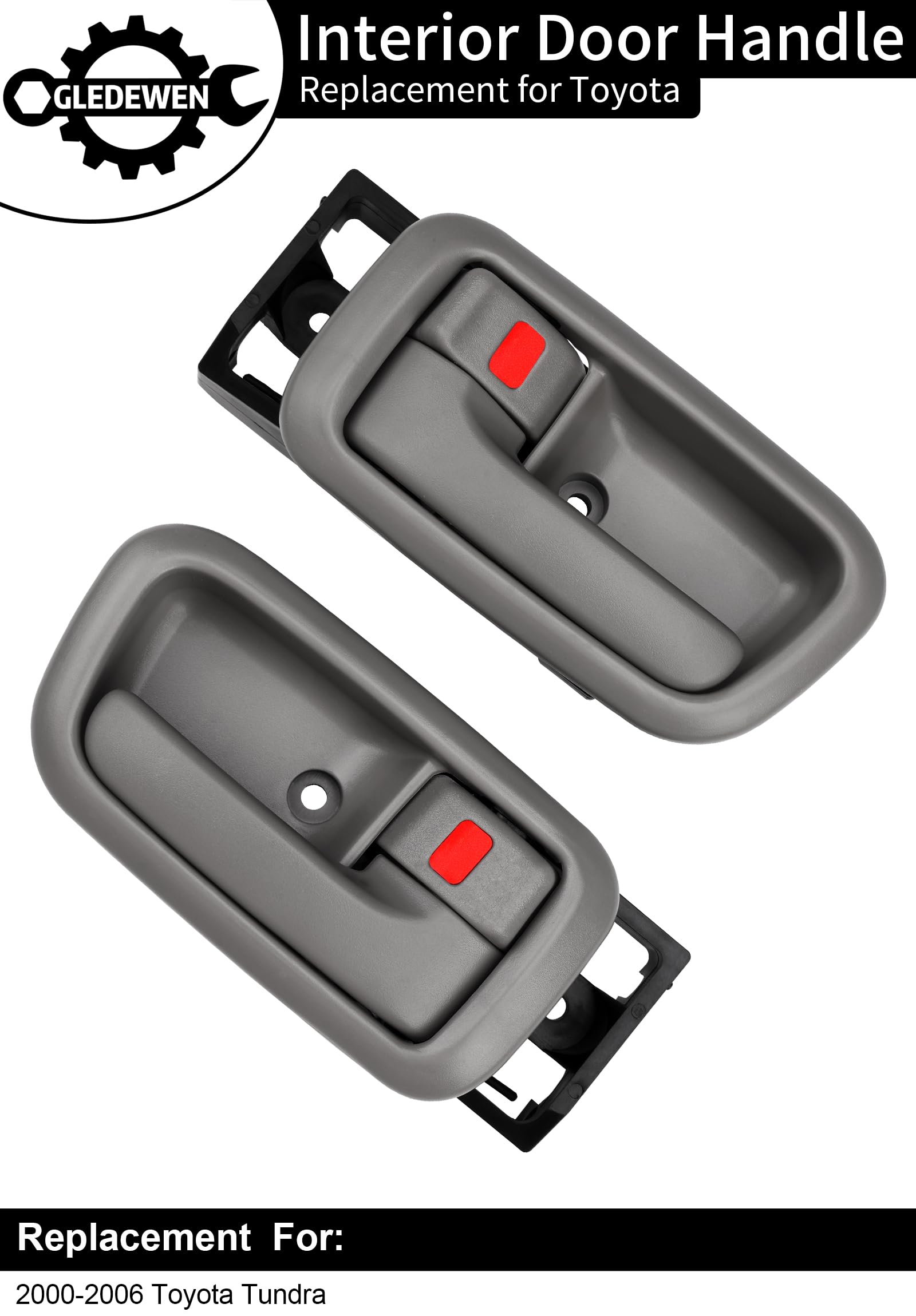 Gledewen Interior Door Handles Pair, Gray Plastic, Compatible with 2000-2006 Toyota Tundra, Front Left Driver & Right Passenger