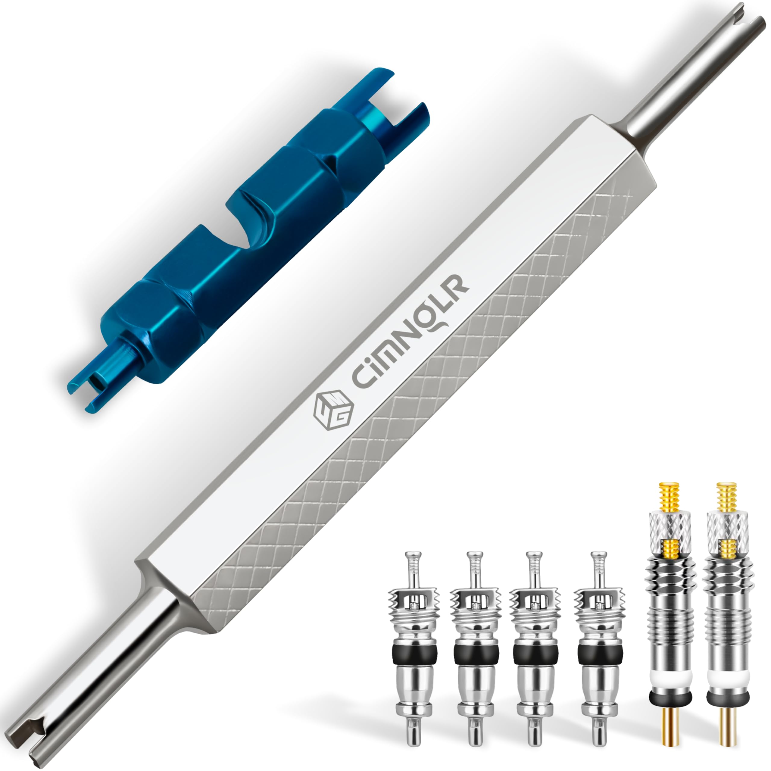 Tire Valve Stem Removal Tool Kit, Includ Presta Valve Core Removal Tool, Stainless Steel Dual Head Schrader Valve Removal Tool, 