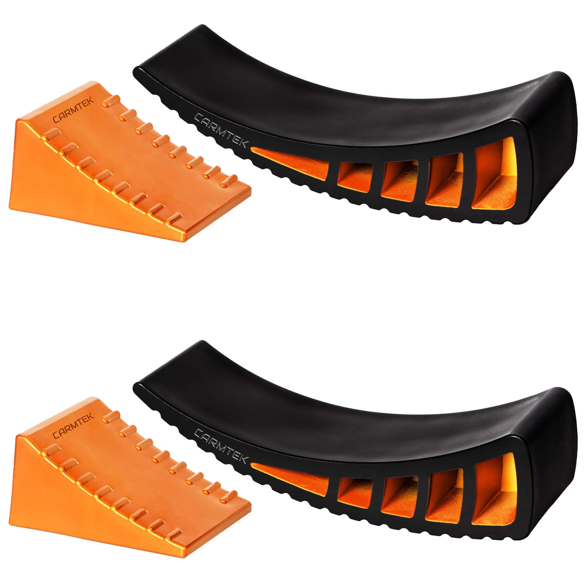 CARMTEK Camper Leveler 2-Pack | Curved RV Levelers with Wheel Chocks | High-Performance Polymer | Model Leveler_15in