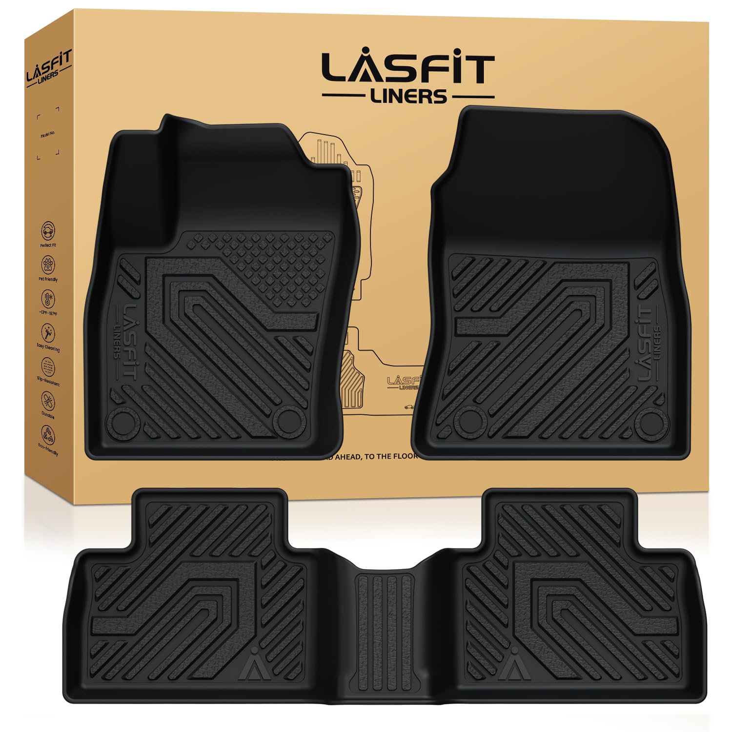 Lasfit Floor Mats For Nissan Kicks 2025, Custom Fit All Weather Protection Tpe Easy Clean No-Curling Durable Floor Liners For 20