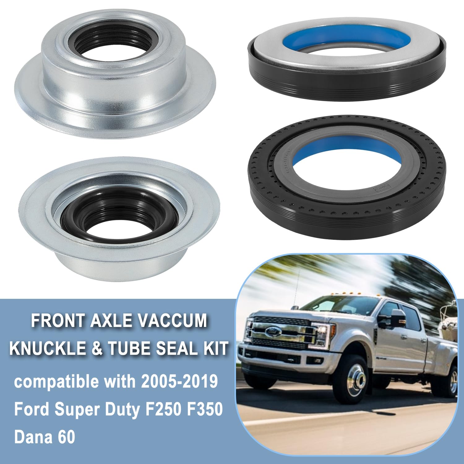 Hihitomorrow Front Axle Vacuum Knuckle Seal & Hub O-Ring Kit for Ford Super Duty F250 F350 F450 F550 (2005-2019)