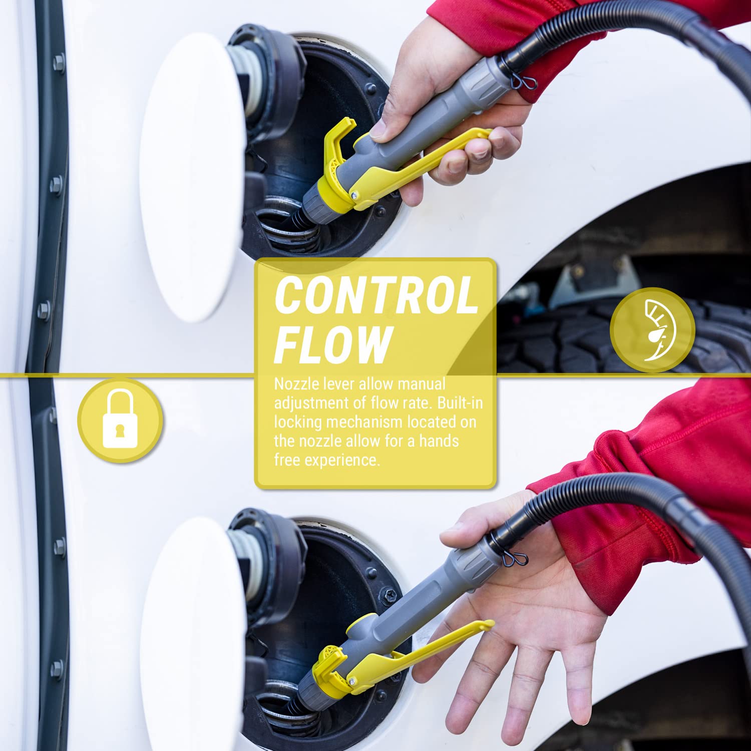 TERA PUMP Fuel Transfer Pump w/Quick Flow Control Nozzle & Telescopic Tube - 3X Electric Power Options: 12V AC/DC Plug-in & DC I