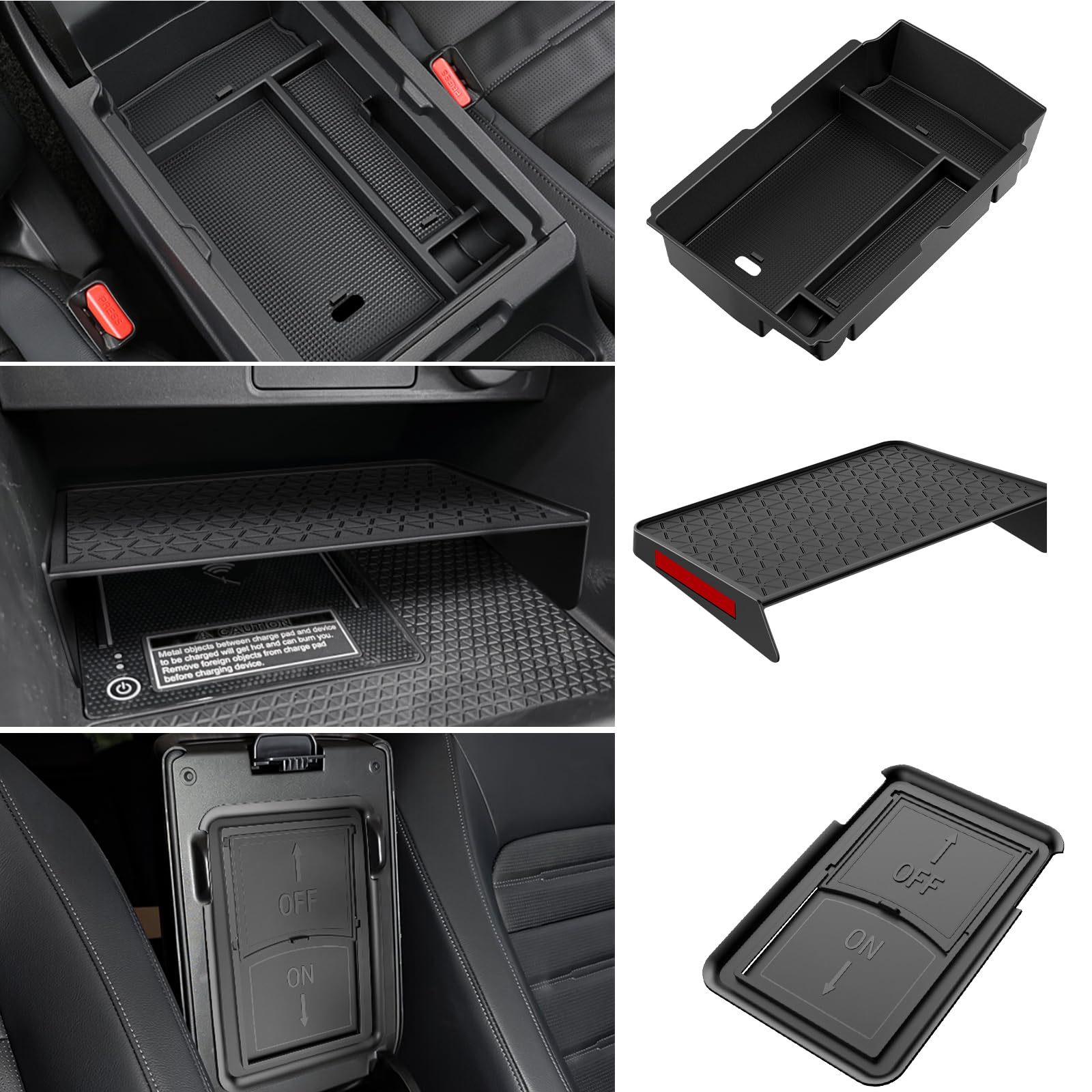 YPHUIKI 3PCS Center Console Organizer Compatible with Honda CRV 2023 2024 Accessories CR-V Hybrid Armrest Organizer Tray Hidden 