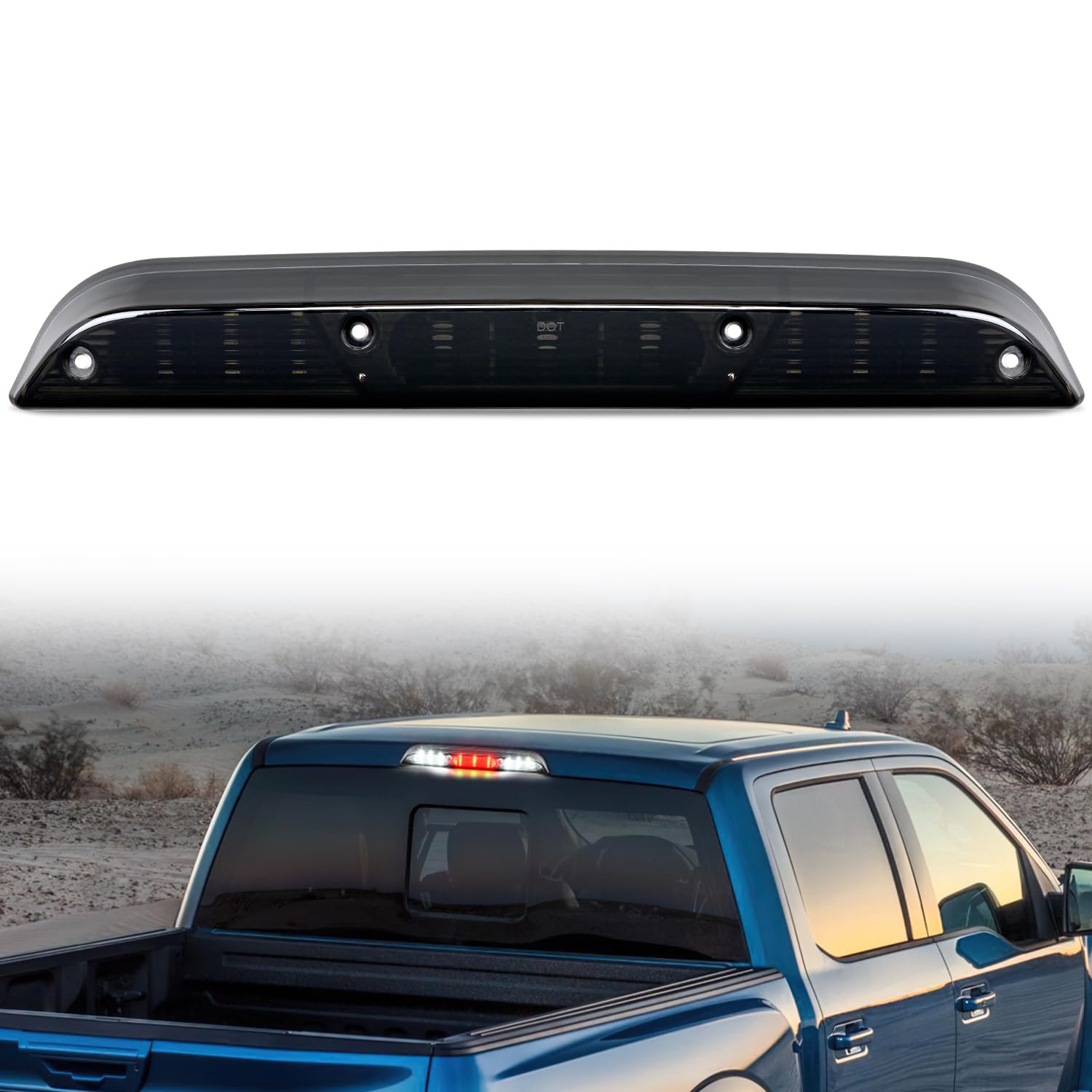 Nilight Third Brake Light Tail High Mount 3Rd Stop Cargo Reverse Lights Smoked Lens Compatible With Ford F150 2015 2016 2017 201