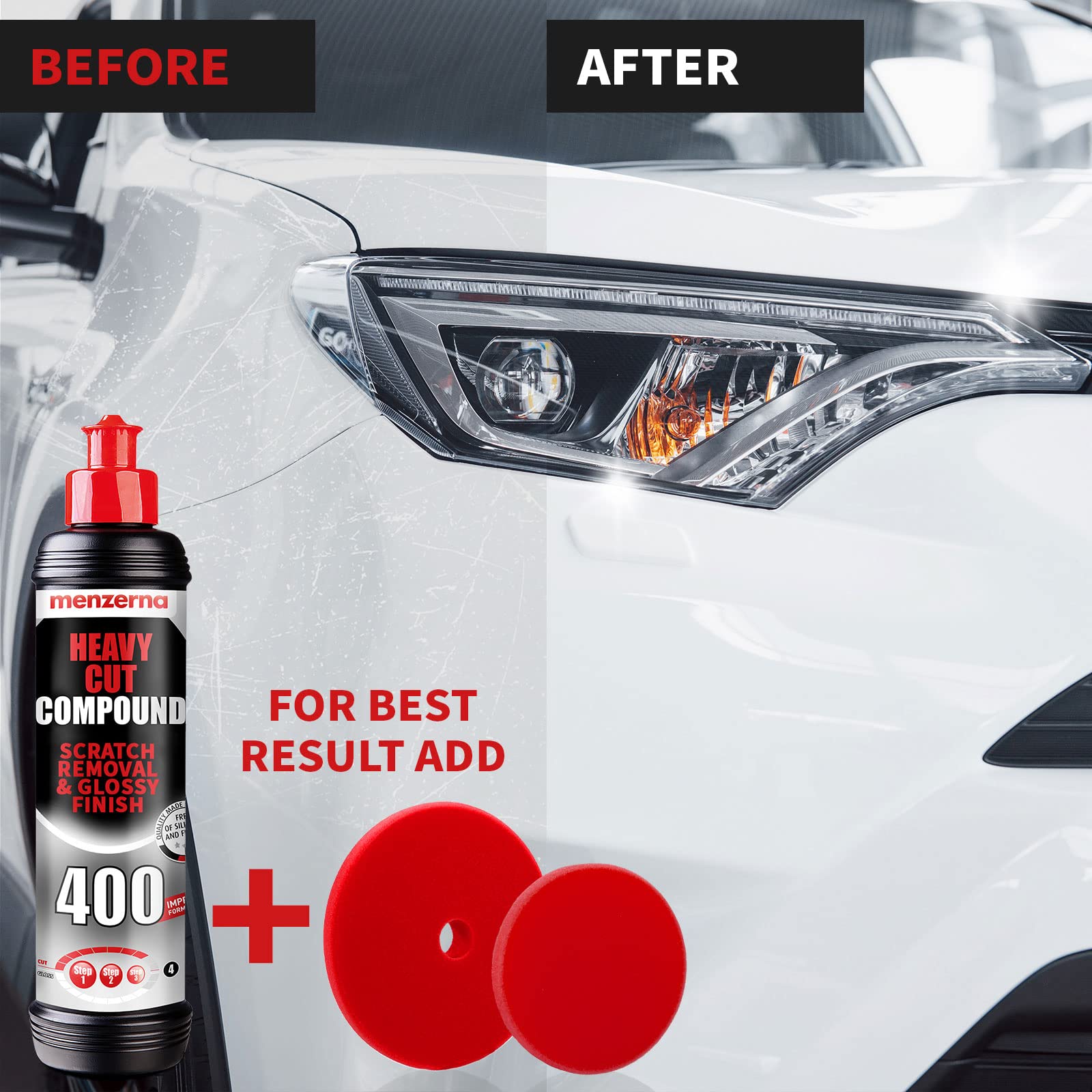 Menzerna Heavy Cut 400 250Ml (8Oz) Formerly Fast Gloss 400 - An Innovative Automotive Polish That Removes Scratches And Creates Gloss In A Single Step (8 Fl Oz)