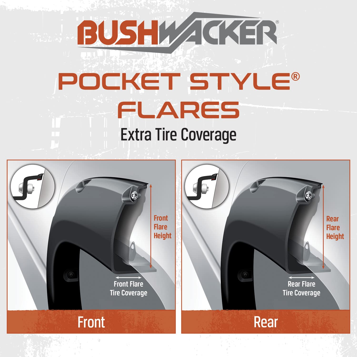 Bushwacker 30040-02 Black Pocket/Rivet Style Smooth Finish Rear Fender Flares For 2014-2021 Toyota Tundra
