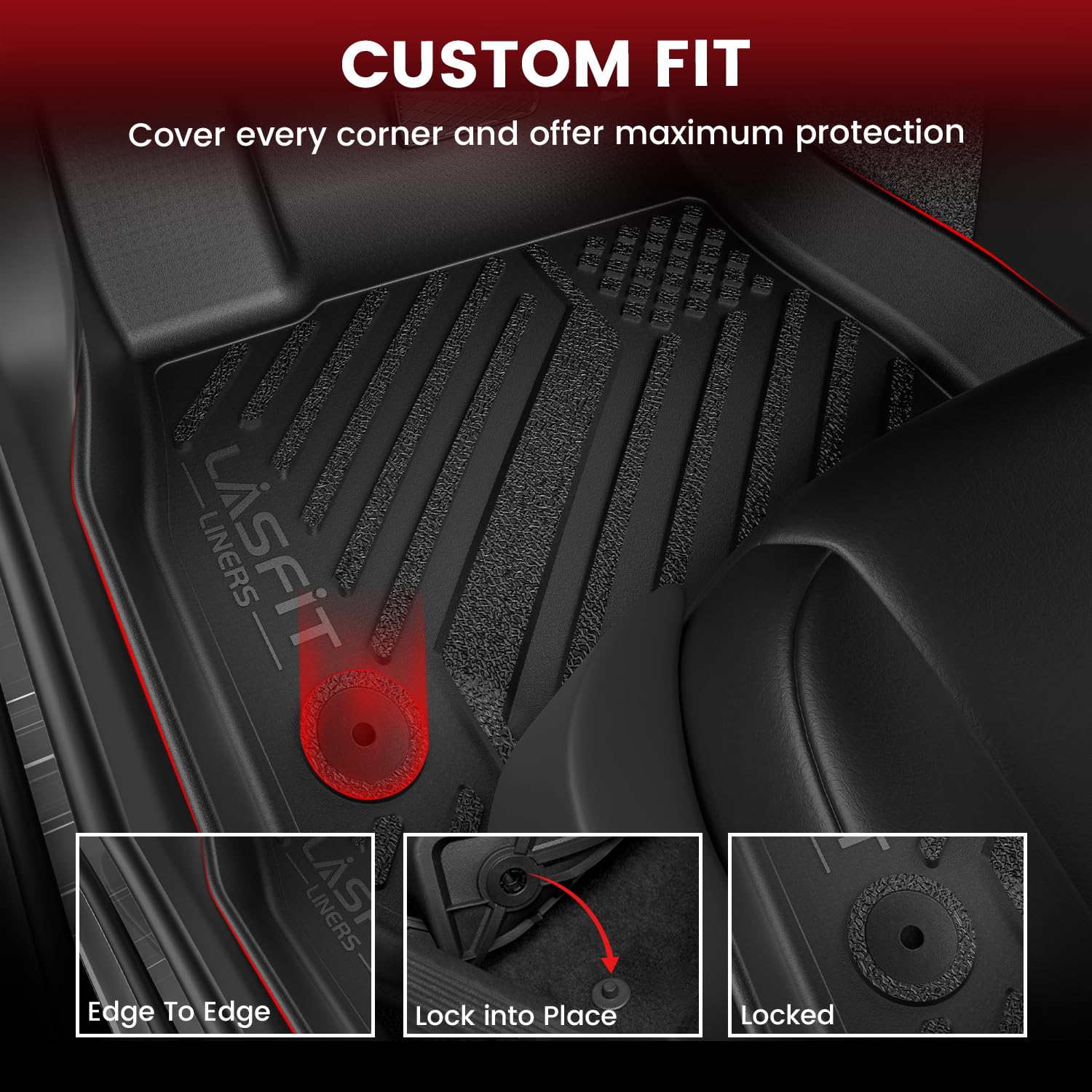 Lasfit Floor Mats & Cargo Liner For Chevrolet Malibu 2016-2025 Car Mats (Not Fit Hybrid), All Weather Tpe Custom Fit Floor Mats