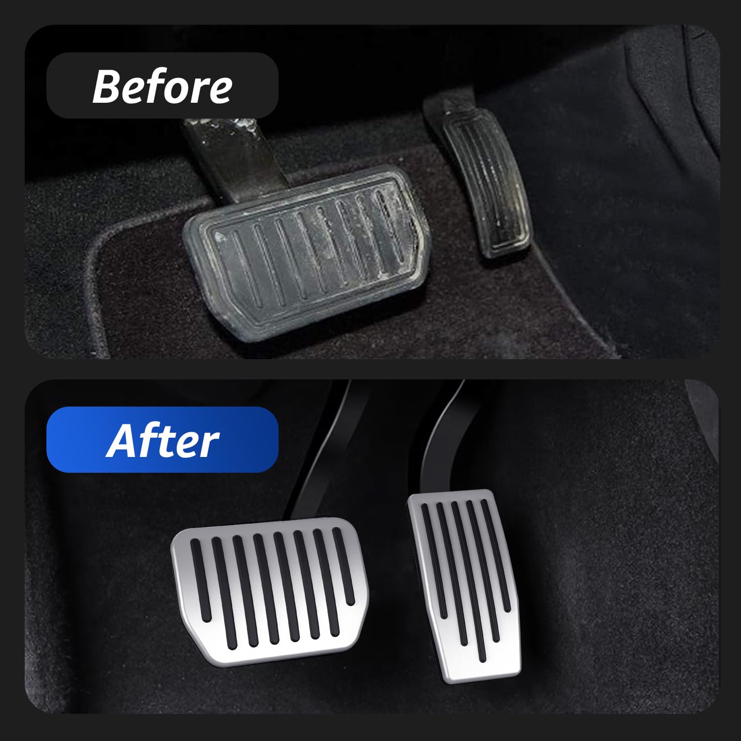 Topfit For Tesla Performance Pedal Pads Cover Foot Aluminum Non-Slip Pedals For Model Y(Juniper) Model 3(Highland) And Tesla Mod