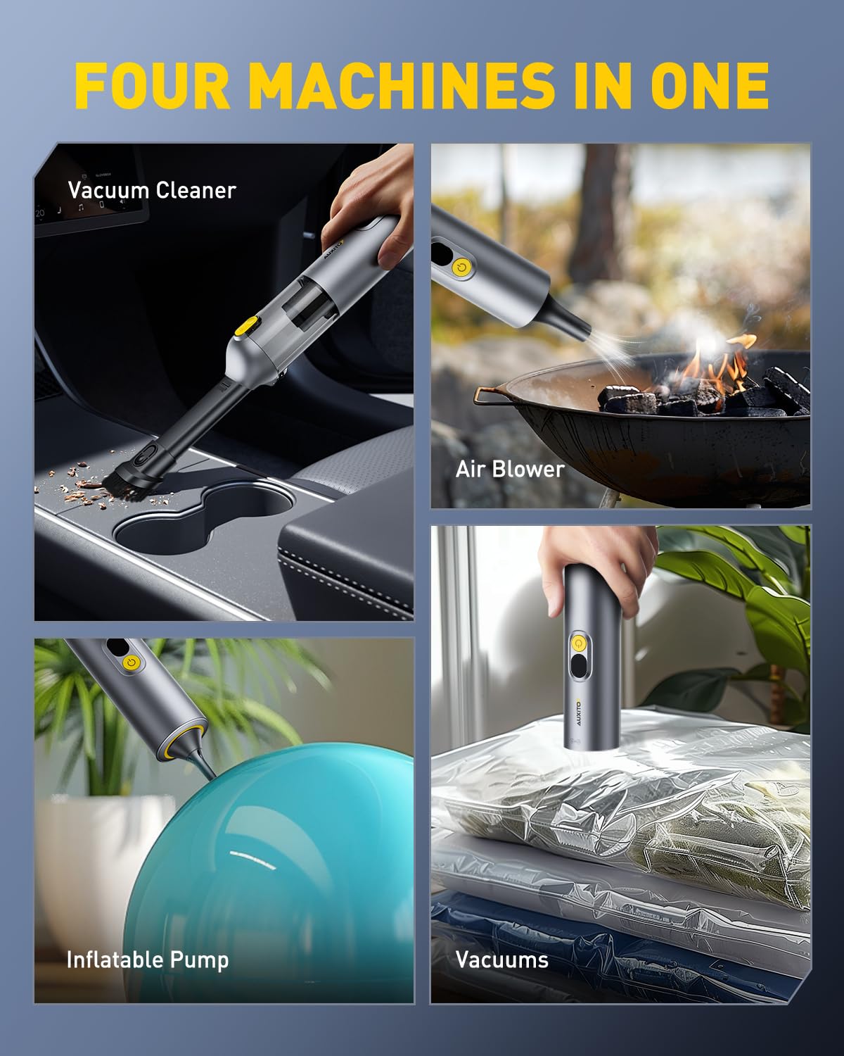 Auxito Car Vacuum Cleaner - Portable Handheld Vacuum Cleaner 14000Pa Suction Power, Blow & Suction 2 In 1 Mini Vacuum Cleaner Ha