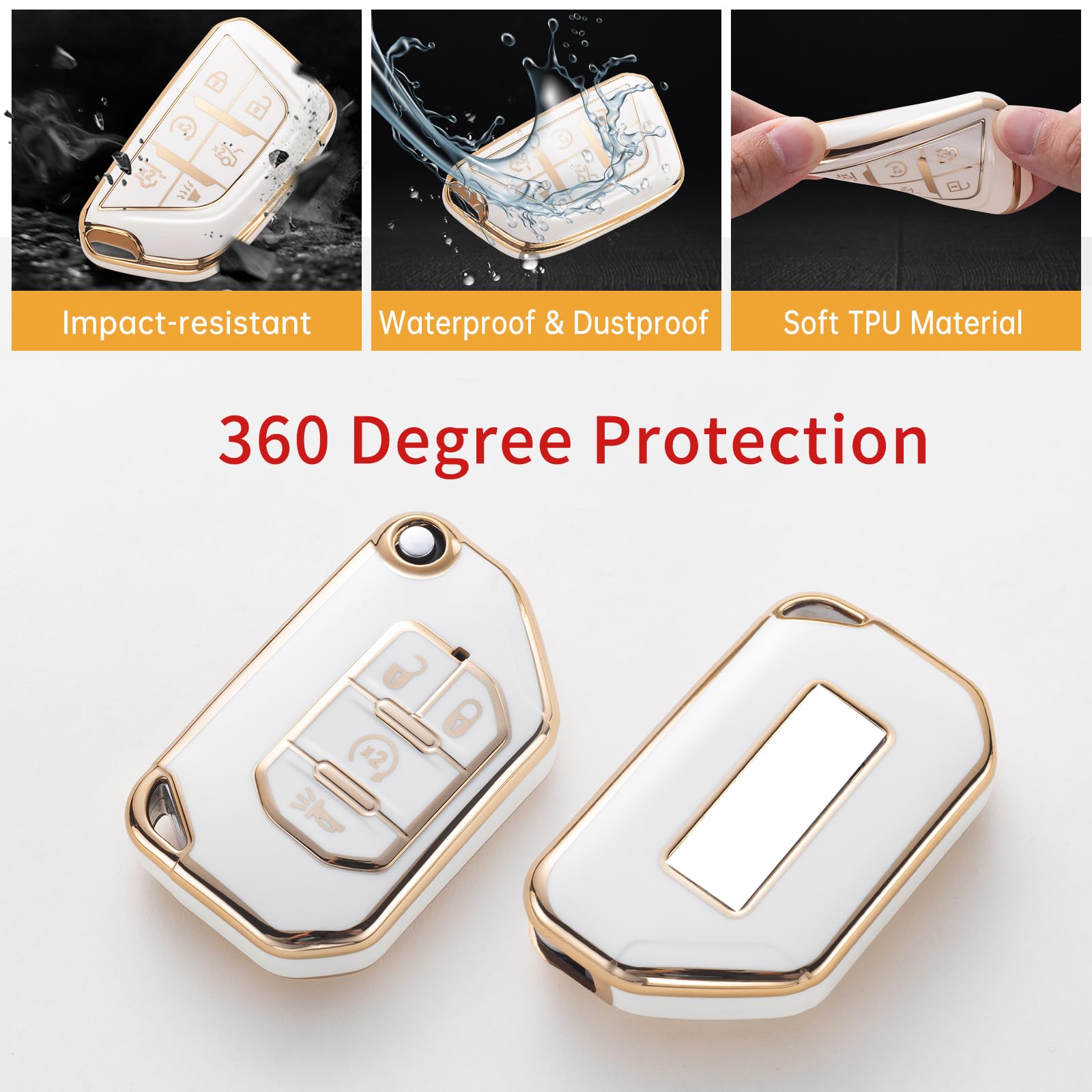Gematay For Jeep Key Fob Cover With Keychain Lanyard, Key Fob Protector Shell Compatible With Jeep Gladiator Jt Wrangler
