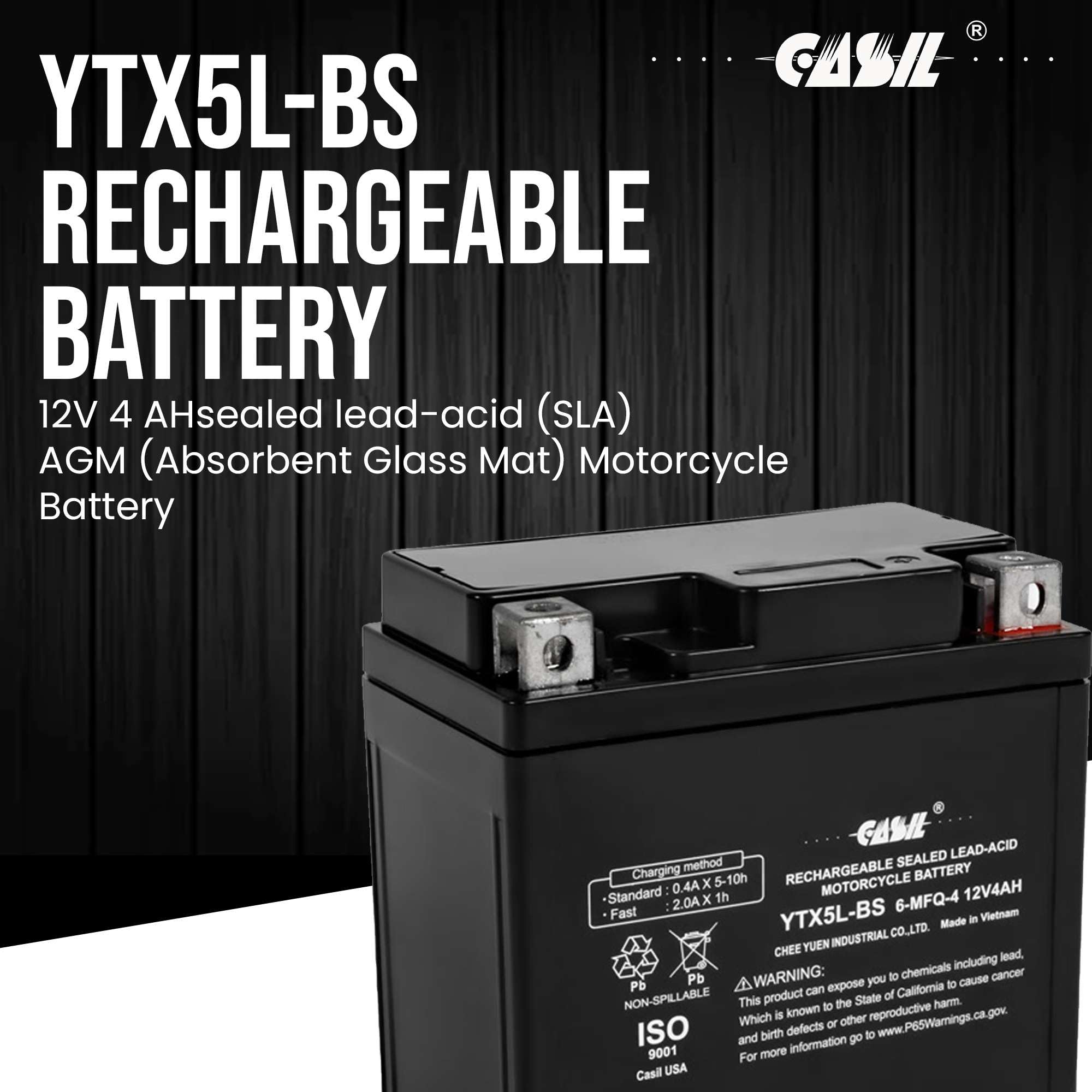 Gtx5L-Bs Ytx5L-Bs Battery For Yamaha Raptor Polaris Kfx 50 80 90 Atv Scooter 12V 4Ah