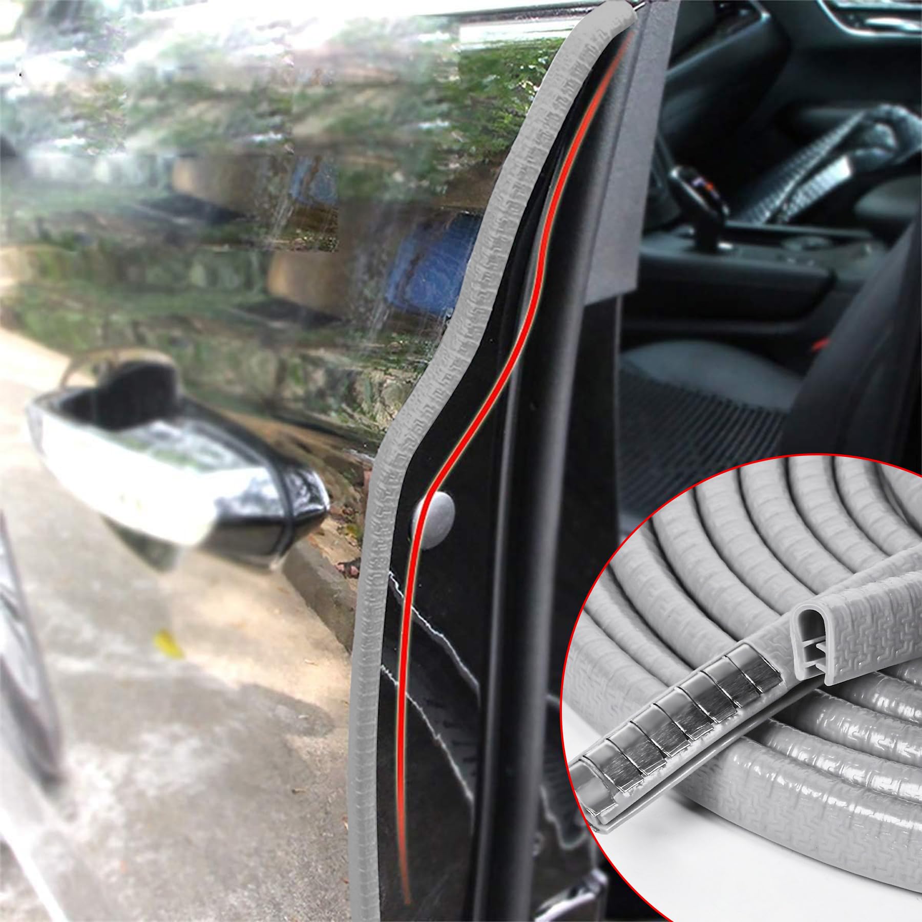 Myfamirea 13Ft(4M) Long Car Door Edge Guards, U Shape Edge Trim Rubber Seal Protector Car Door Protection Anti-Collision Rubber