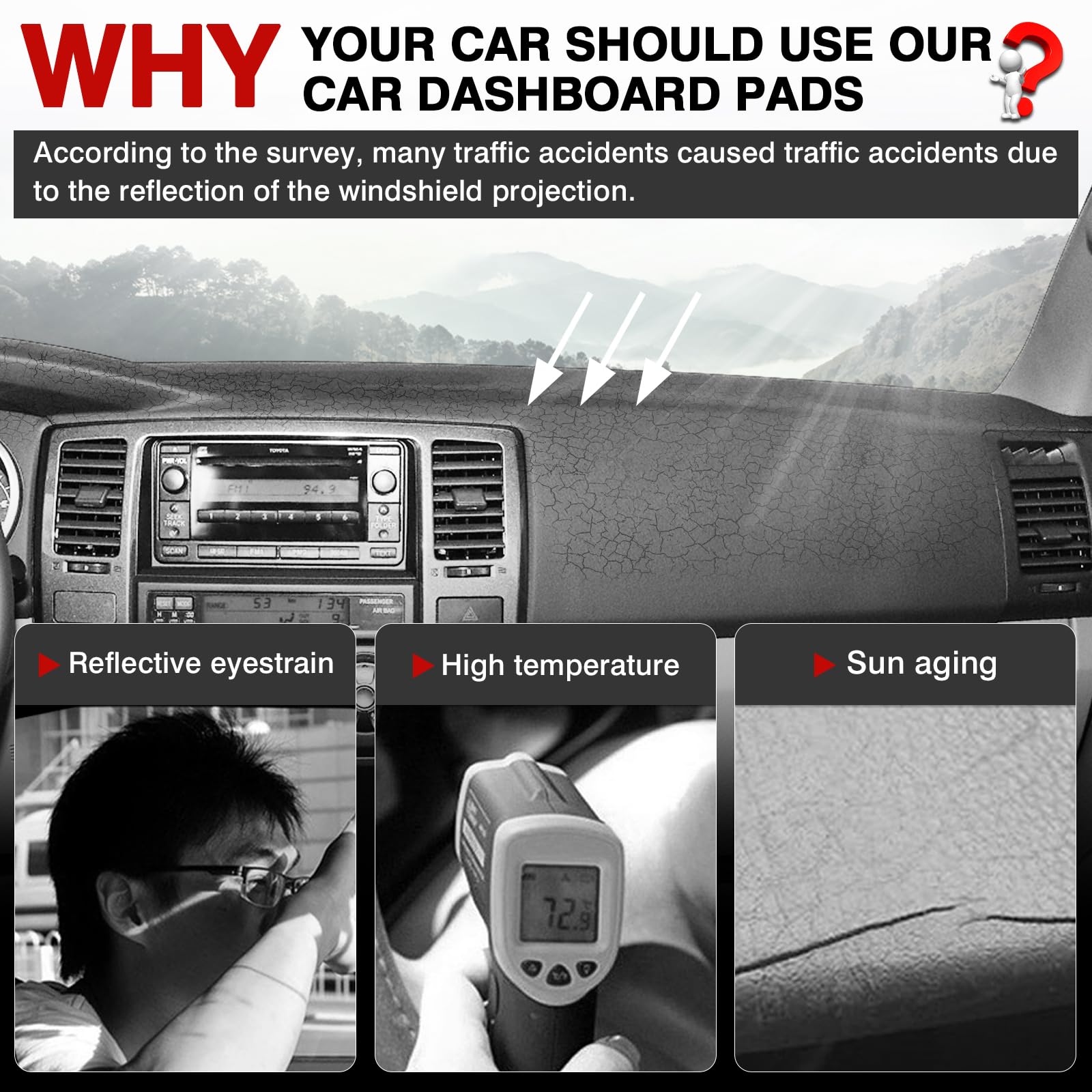 Autorder Dashboard Cover Mat For Toyota 4Runner 2003 2004 2005 2006 2007 2008 2009 Accessories Dash Cover Upgrade Velvet Dash Ma