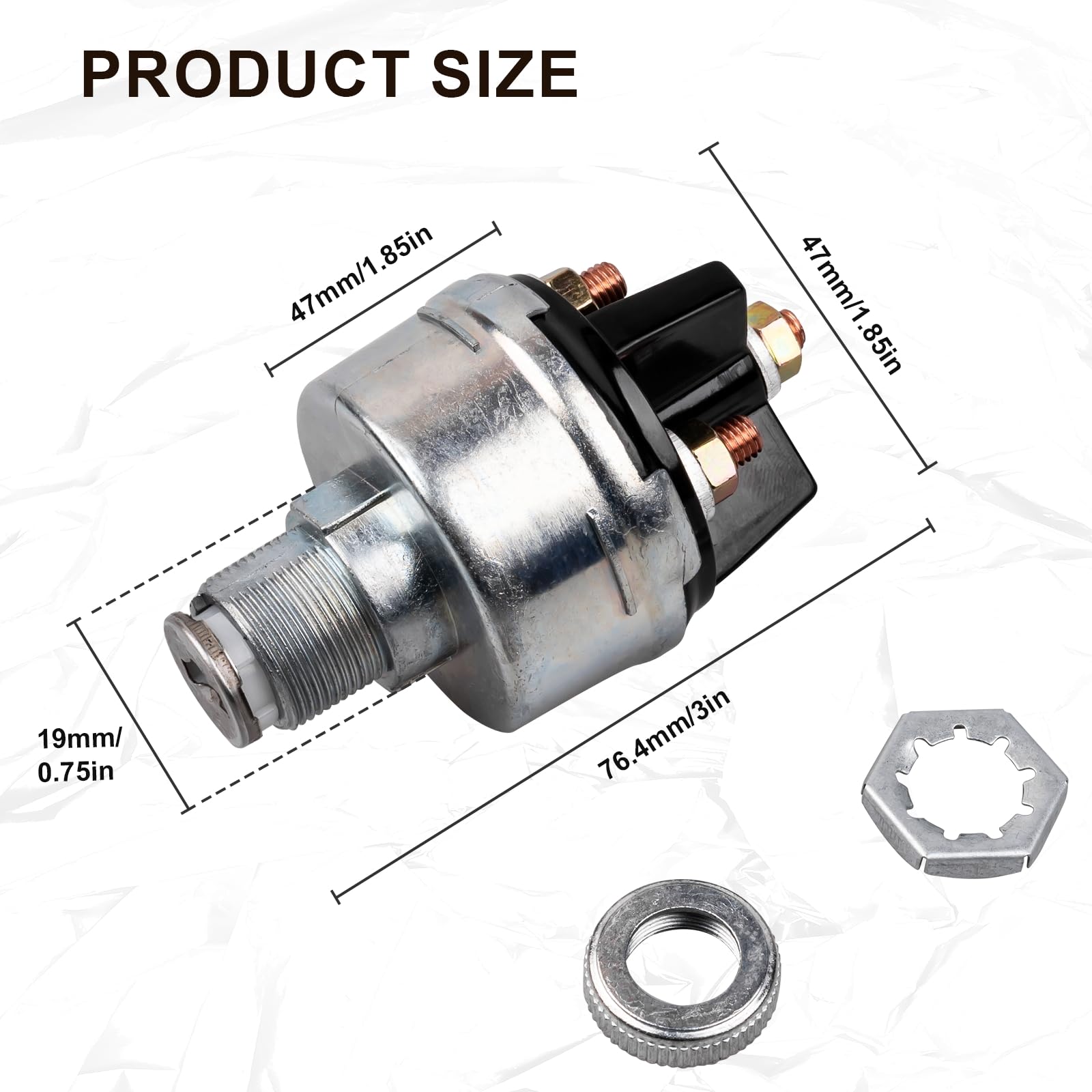 Ignition Switch with Key, Siasky 4 Position Universal Key Switch, Starter Switch 12V Fit Forklift, Car, Trailer, Tractor, Truck,