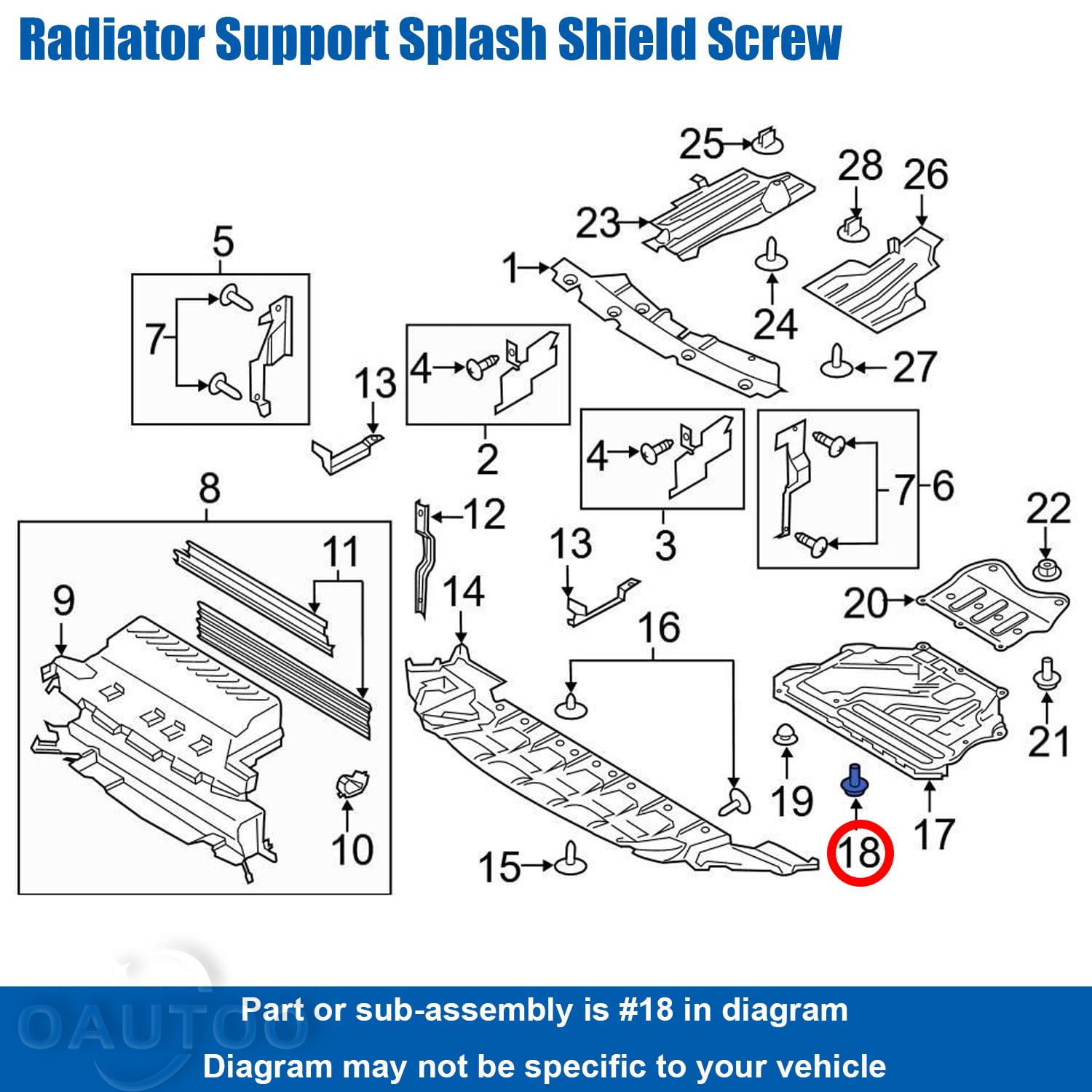 Oautoo 20Pcs Bumper Cover Splash Shield Bolt Fender Liner Screw W716345-S450B For Ford Edge Escape Explorer F150 Fushion Maveric