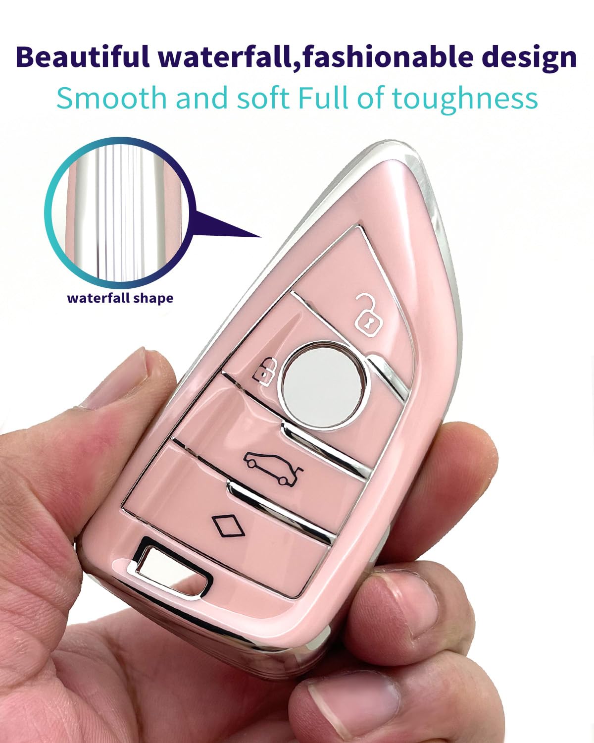 Haoyoumei Advanced Soft Tpu Key Cover Suitable For Bmw X1 X3 X4 X5 X6 X7 M5 M6 1 3 4 5 6 7 Gt3 Gt5 Gt6 Smart Key (Type B Pink Ca