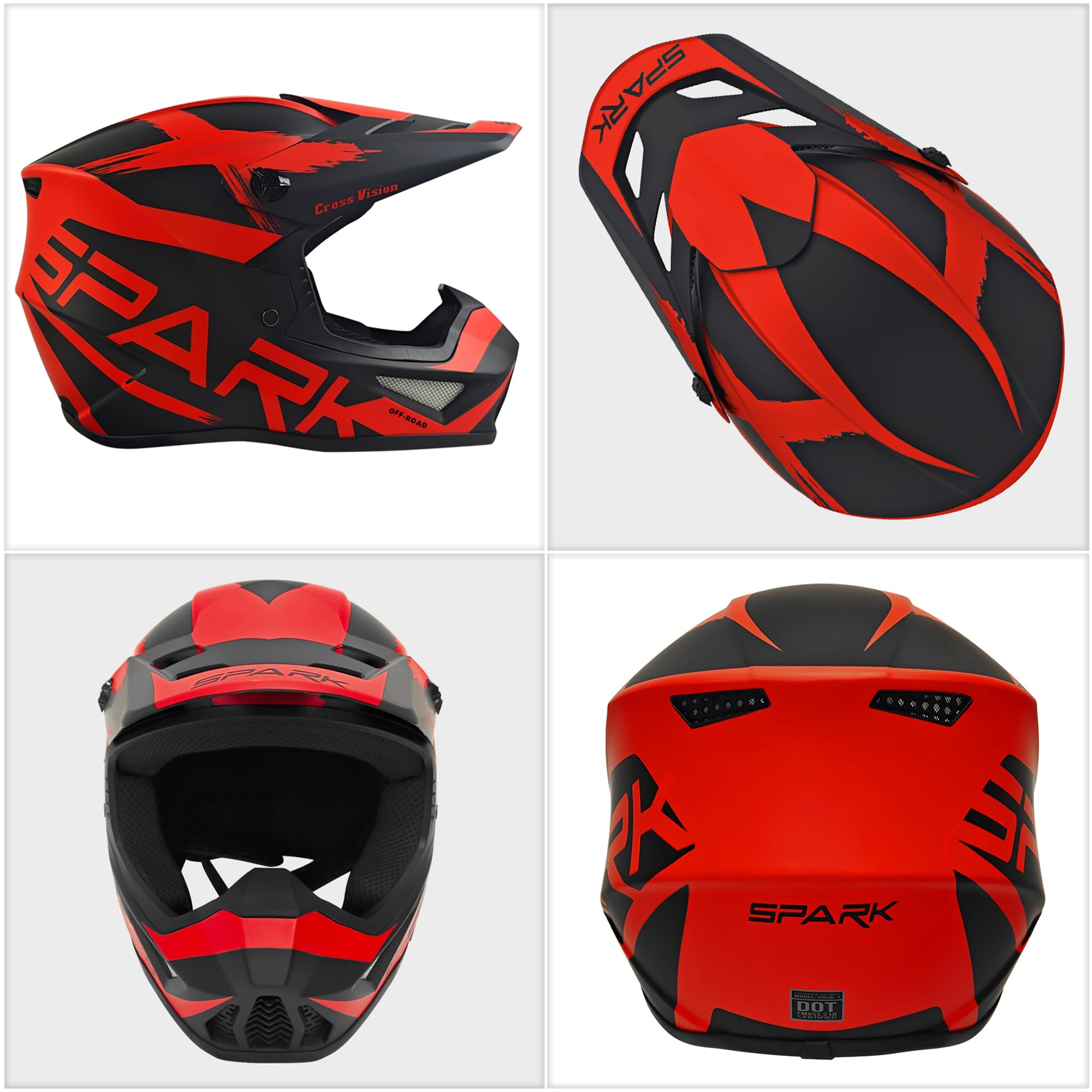 Motocross Helmet,Youth & Adult Atv Dirt Bike Motorcycle, Kids Bmx 4-Wheeler Off-Road Mountain Bike Helmet,Dot Certified,W/Gloves