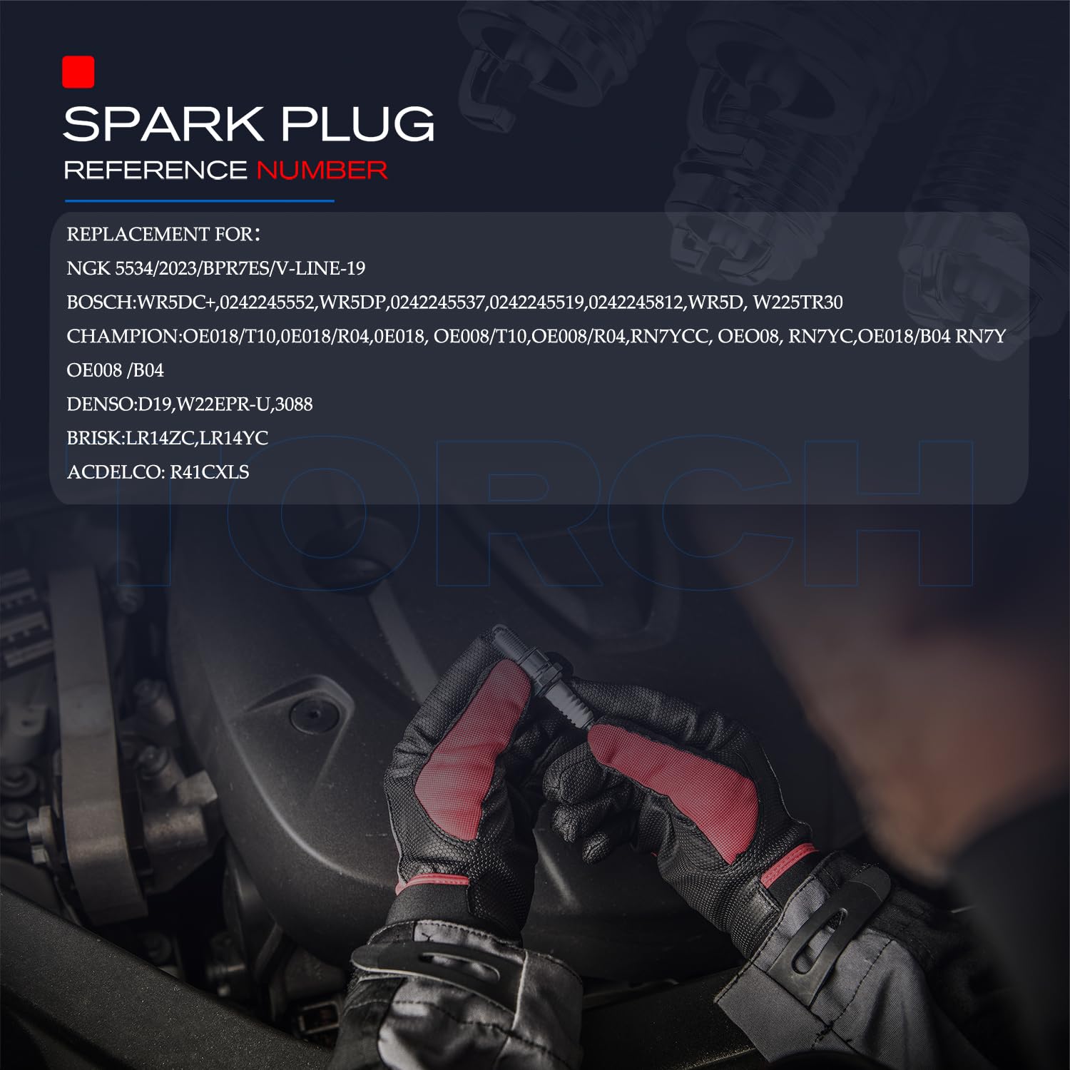 TORCH 2PK F7RTC Spark Plugs for NGK, Bosch, Champion, Denso, ACDelco - OEM Replacement, High Performance