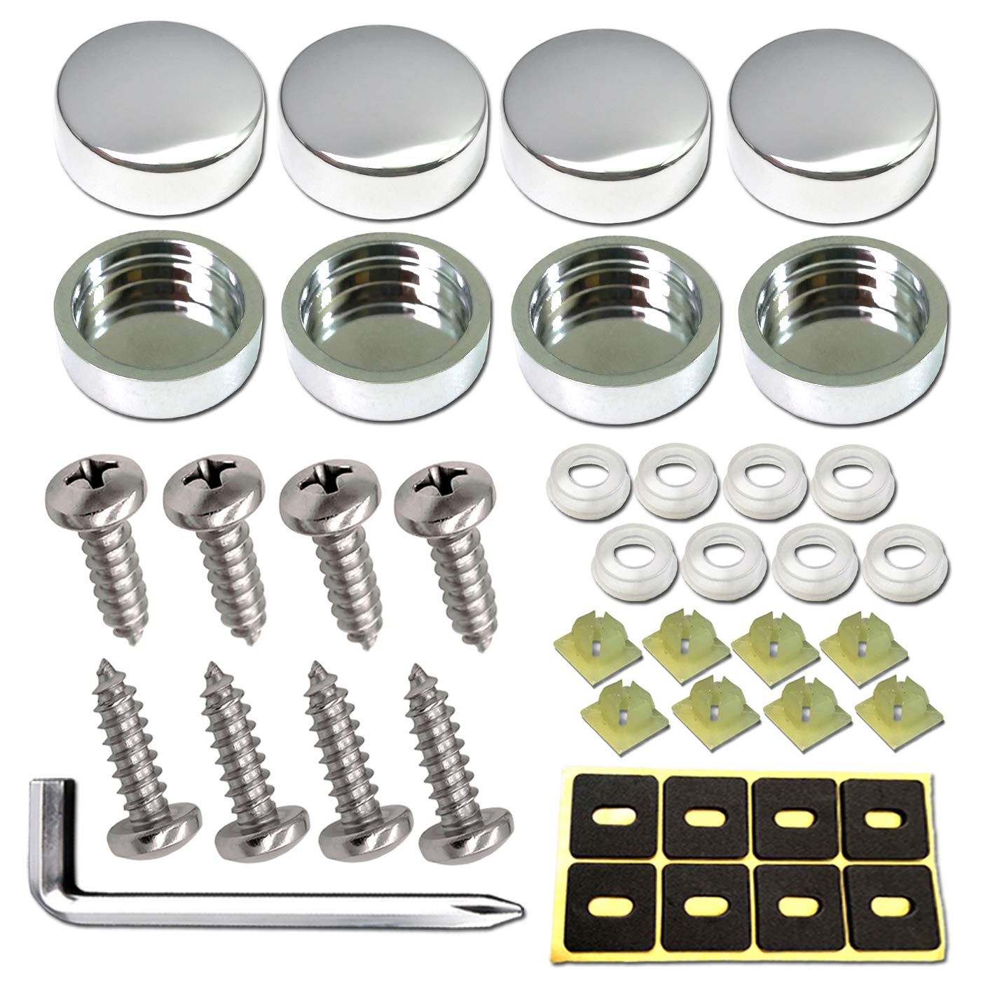 Zxfoog Stainless Steel License Plate Screws-Rust Proof Car Tag Bolts For Fastening Front Or Rear License Plate Frames With Screw