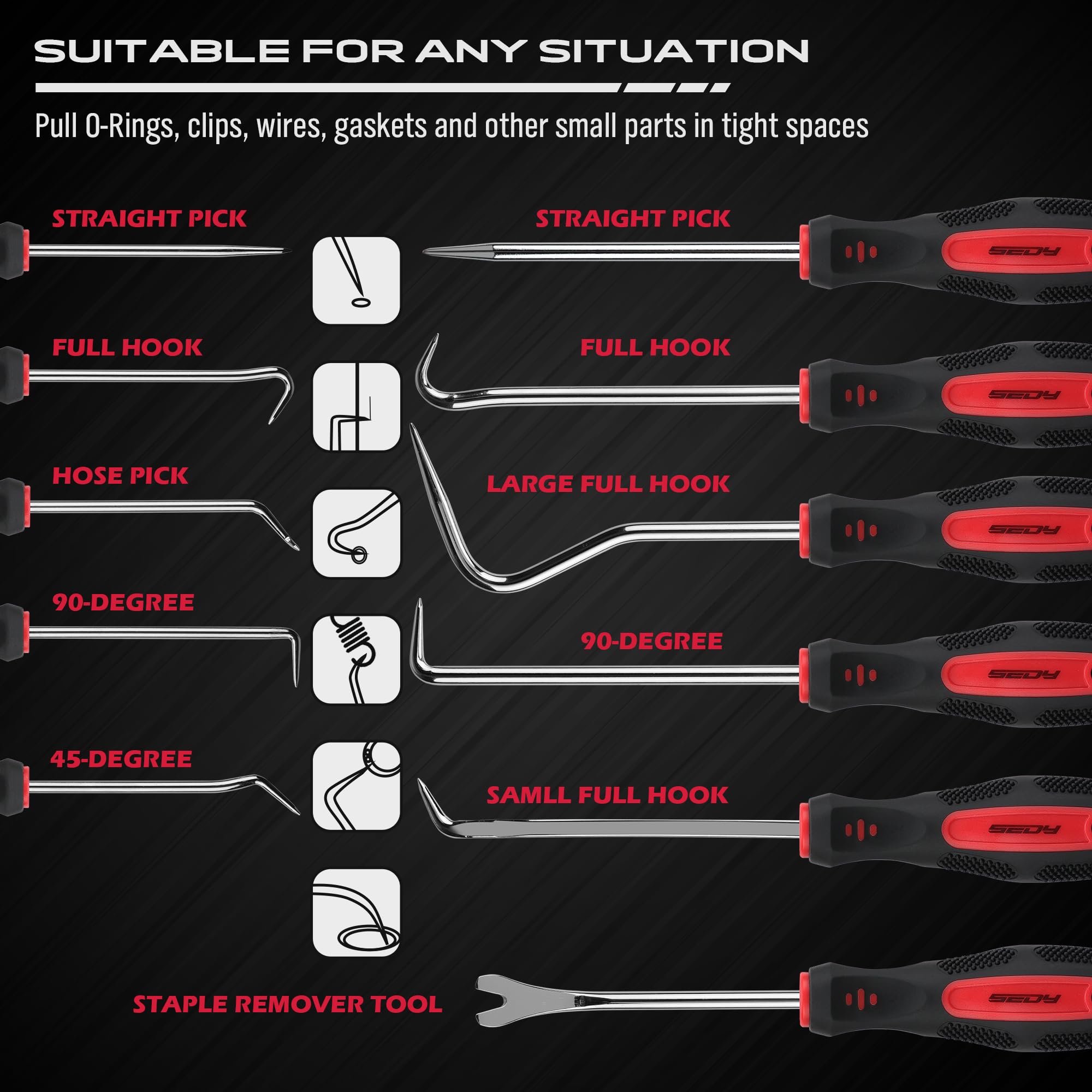 11-Piece Large Hook And Pick Set With Clip Removal Tool, Precision O-Ring Removal Kit For Automotive Mechanic And Electronic Mai