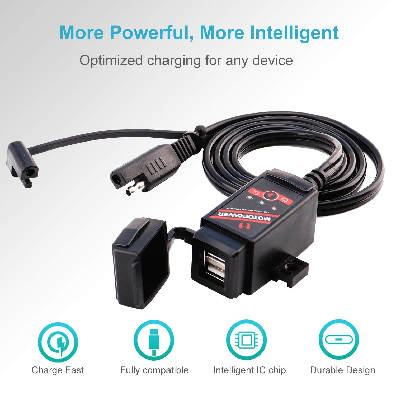 Motopower Mp0608 3.1Amp Motorcycle Dual Usb Port Sae To Usb Adapter Battery Monitor With Switch Control And Led Indicators