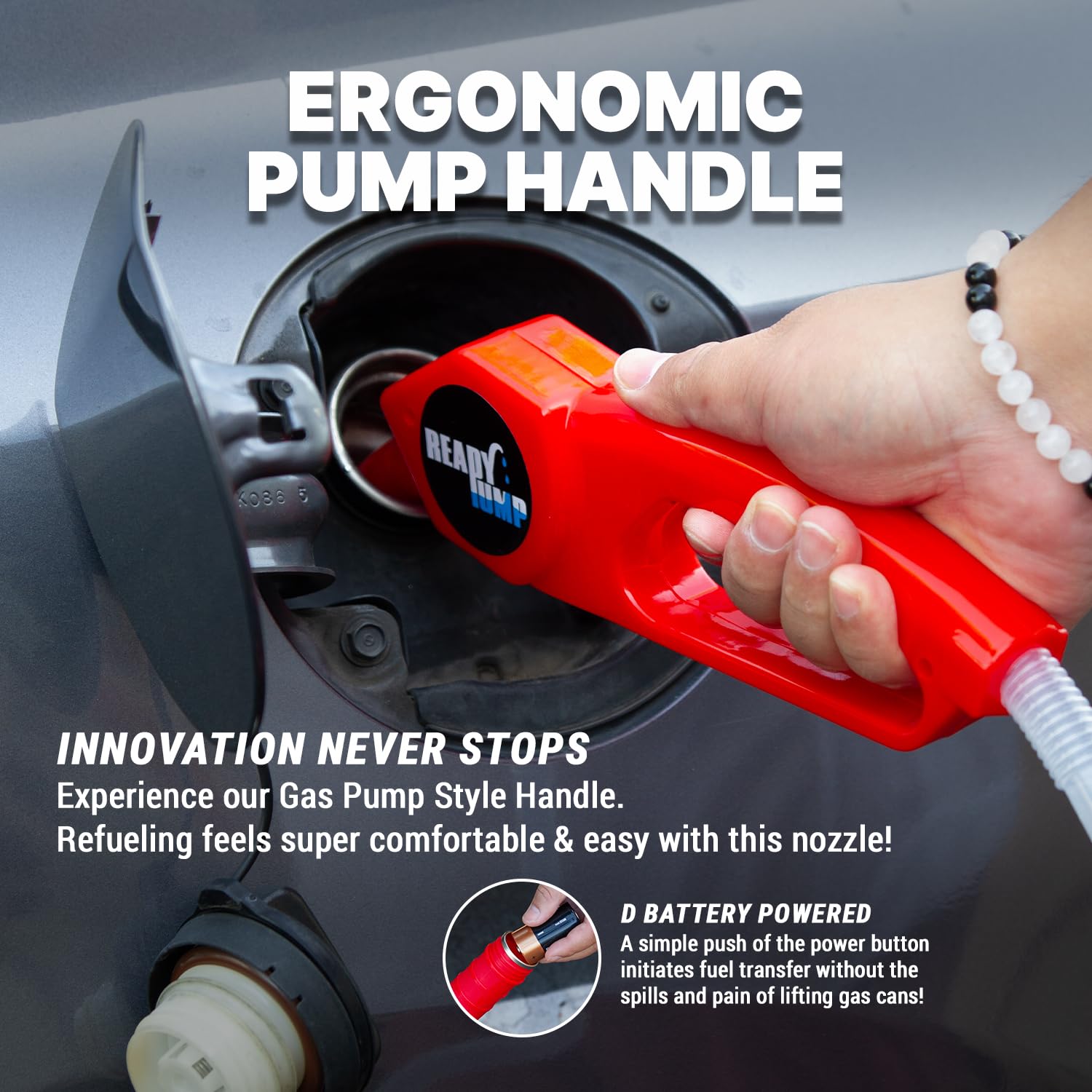TERA PUMP - 2pk Battery Powered Transfer Pump for Fuel and Water w/Ergonomic Nozzle Handle, Fits All Size Cans, Transfer at 1.8