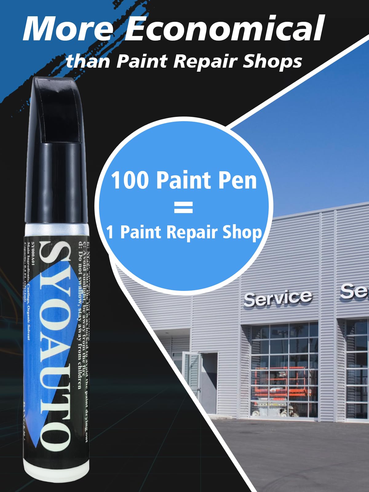 Syoauto Gloss Black Car Touch Up Paint, Auto Touch Up Paint Gloss Black Scratch Repair Automotive Gloss Black Car Paint Pen 2 In