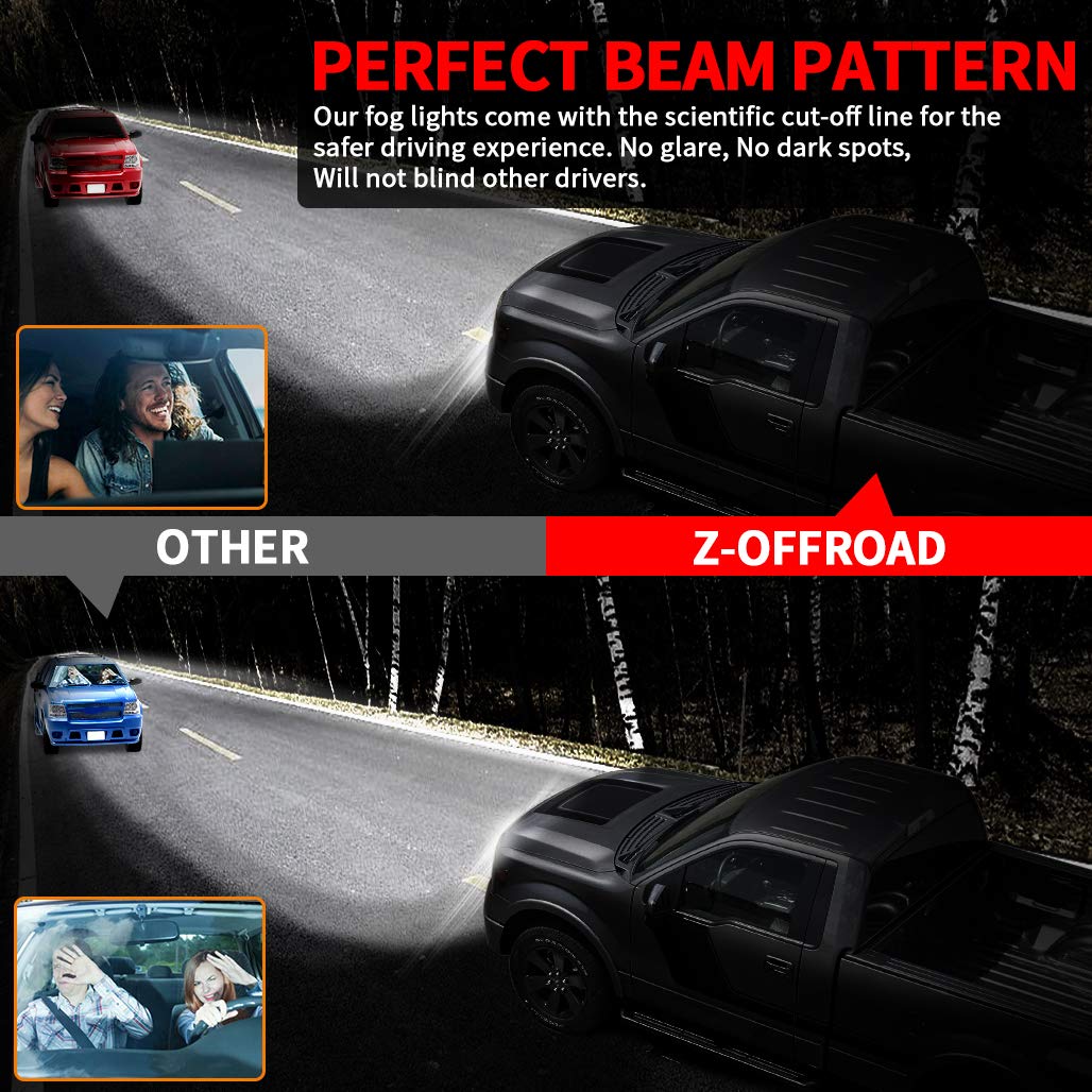 Z-OFFROAD LED Fog Lights for 2006-2014 Ford F150, DOT Approved, Black Bumper Driving Lamp Set, Model SJ-F150DD-024