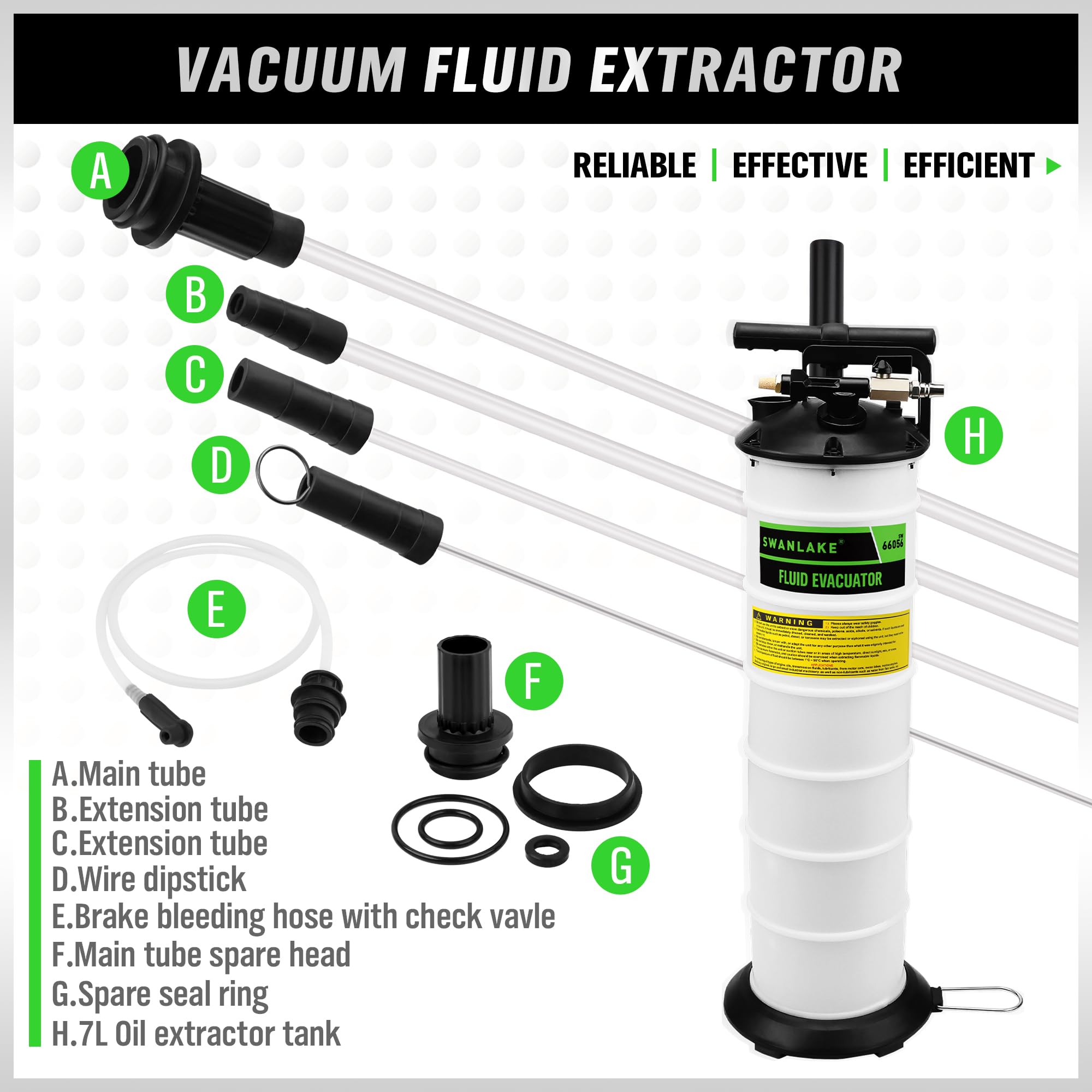 SWANLAKE Oil Changer 6.5L Pneumatic/Manual Fluid Extractor Pump, Model SW-66056