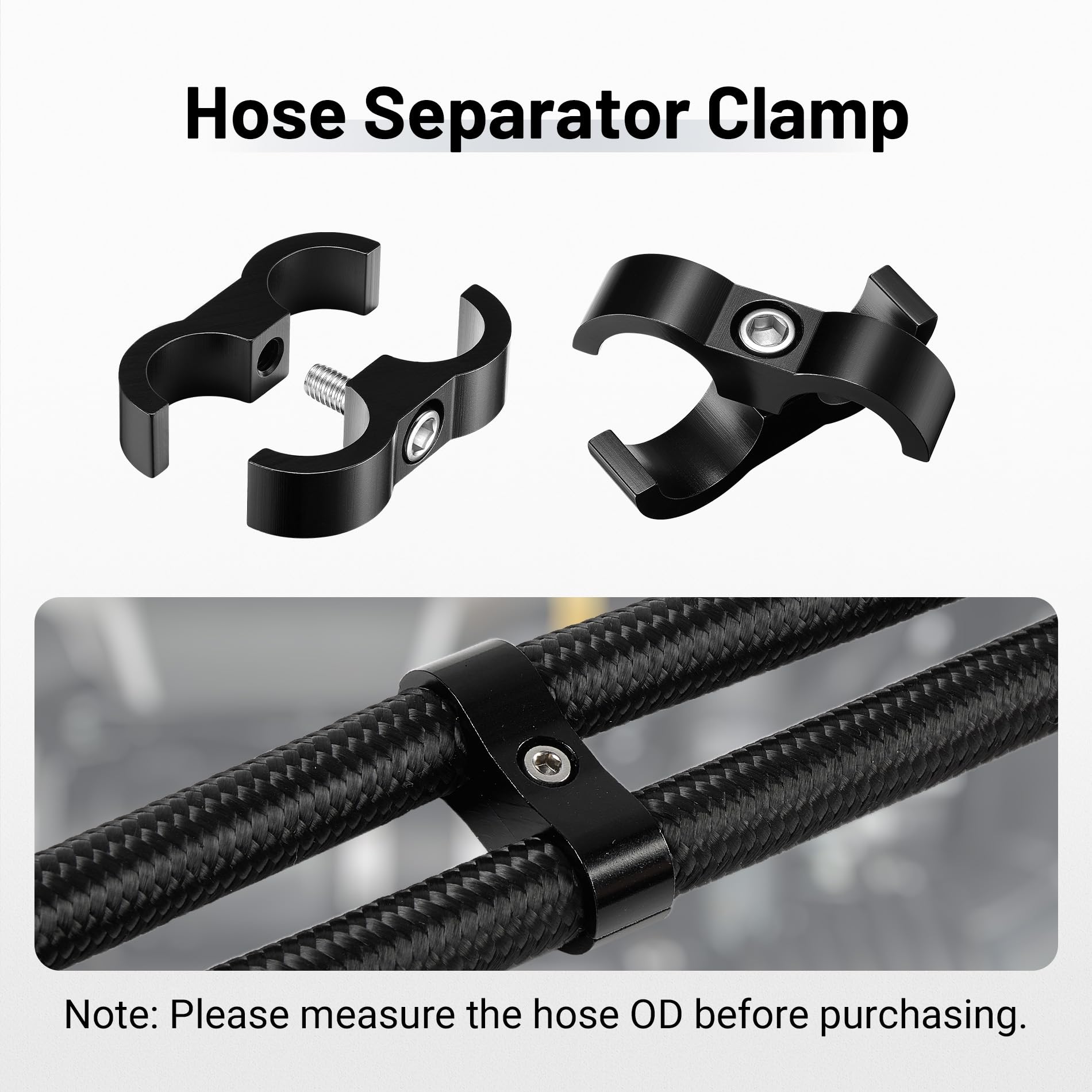 EVIL ENERGY Hose Separator Clamp,Fuel Line Mounting Clamp Aluminum Black (8, AN10)