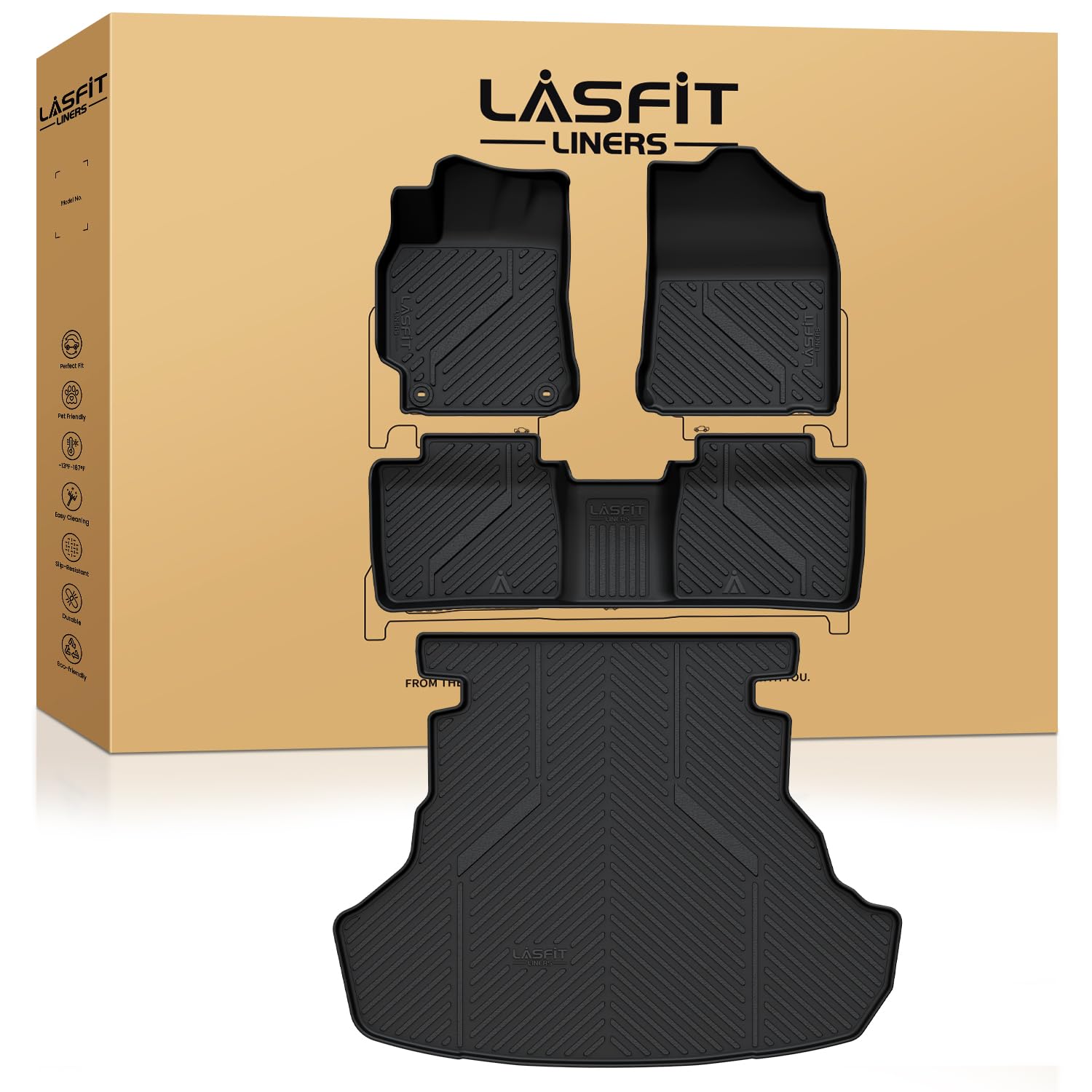 Lasfit Floor Mats For Toyota Camry 2017 2016 2015 2014 2013 2012 Le/Se/Xle/Xse, Custom Fit Tpe All Weather Floor Liners For Camr