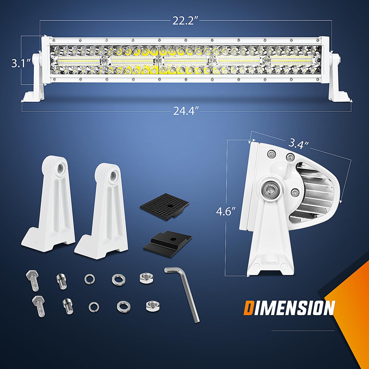 Nilight Marine Led Light Bar Navigation Lights 22 Inch White Spot Flood Combo Ponton Boat Deck Dock Lighting For Night Fishing T