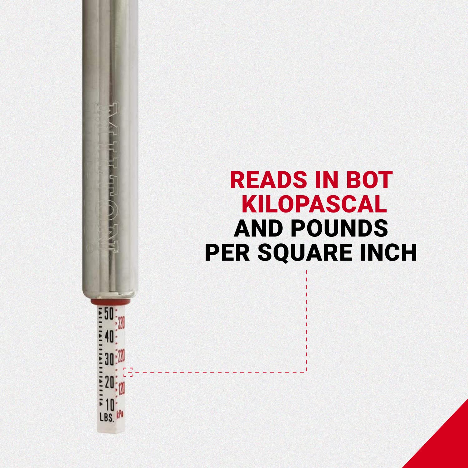 Milton S-928 Tire Pressure Gauge, Air/Water-Filled, Built-in Deflator Valve, Measures PSI & kPa, Durable Aluminum Construction