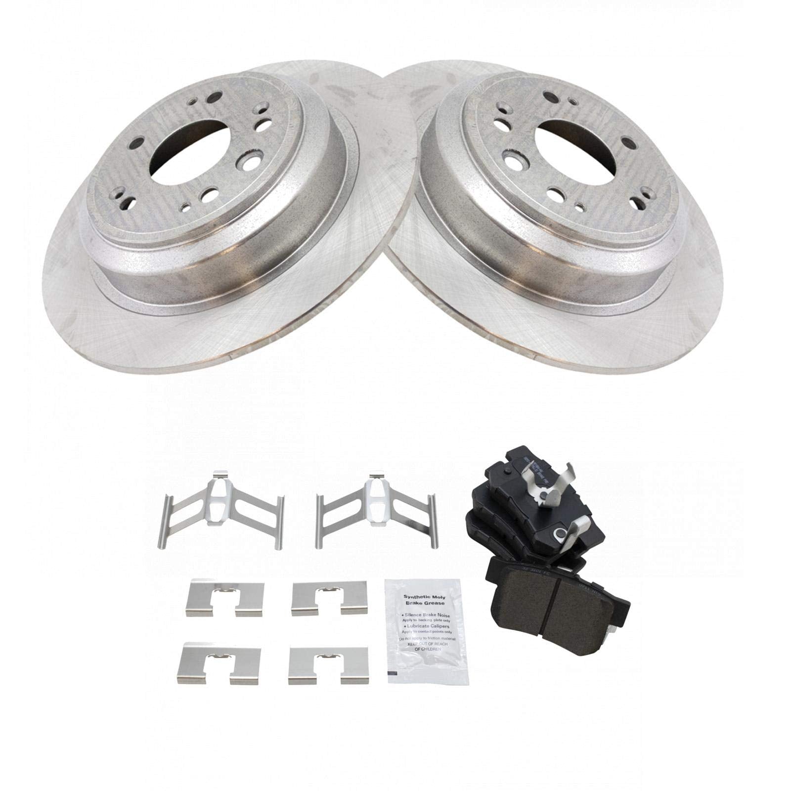 Trq Rear Brake Pad & Rotor Kit Brake Pads Brake Rotor Semi-Metallic Compatible With 2010-2011 Honda Accord Crosstour 2012-2015 C