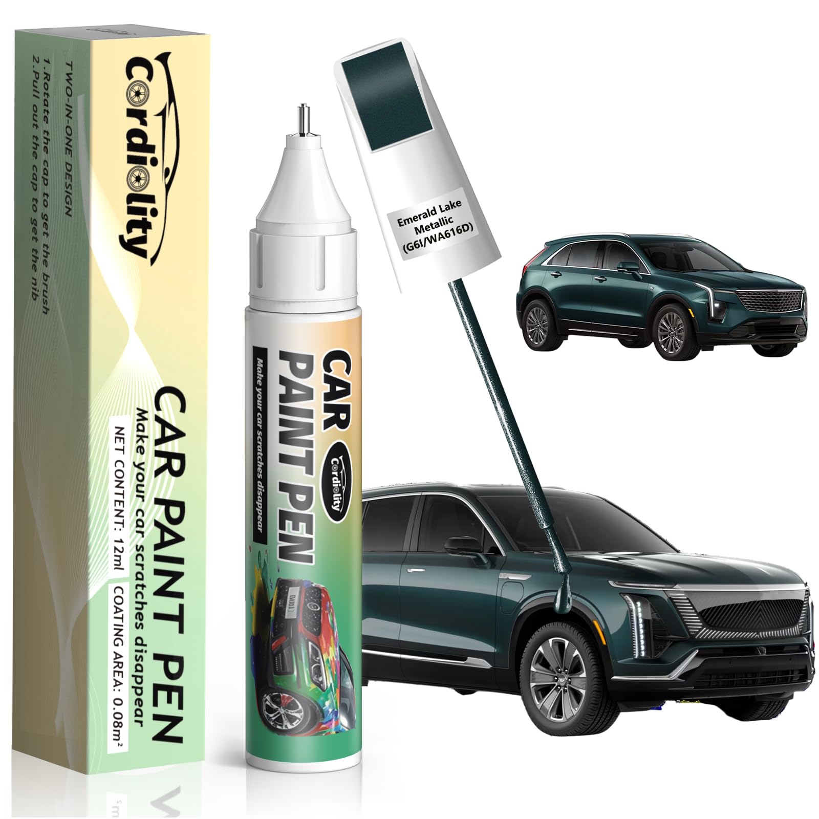 Emerald Lake Metallic(G6I/WA616D) Touch Up Paint Pen for Cadillac,Car Paint Scratch Repair Pen Quick and Easy Fix Auto Paint Scr