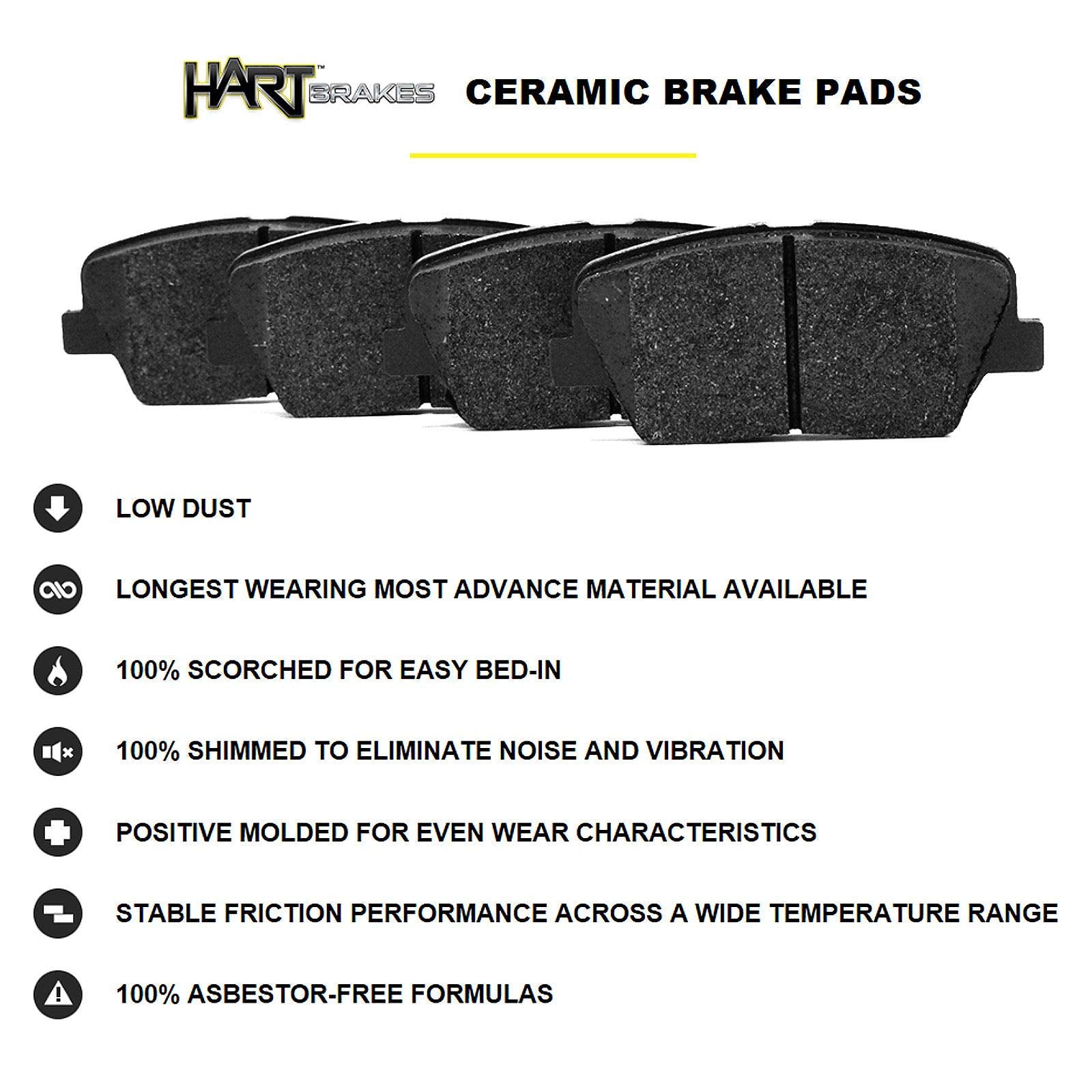 Hart Brakes Front Brakes And Rotors Kit |Front Brake Pads| Brake Rotors And Pads| Ceramic Brake Pads And Rotors |Fits 2003-2021