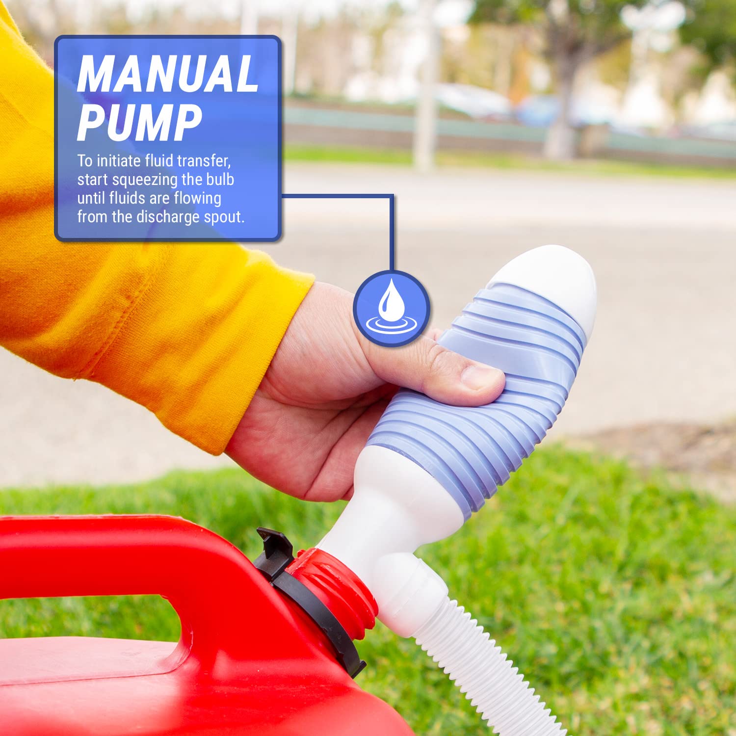 Tera Pump Trdp15 Heavy Duty Manual Fuel Transfer Pump Siphon, Fast Flow 5 Gpm, Flexible Suction Tube, Hand Siphon Pump For Gasol