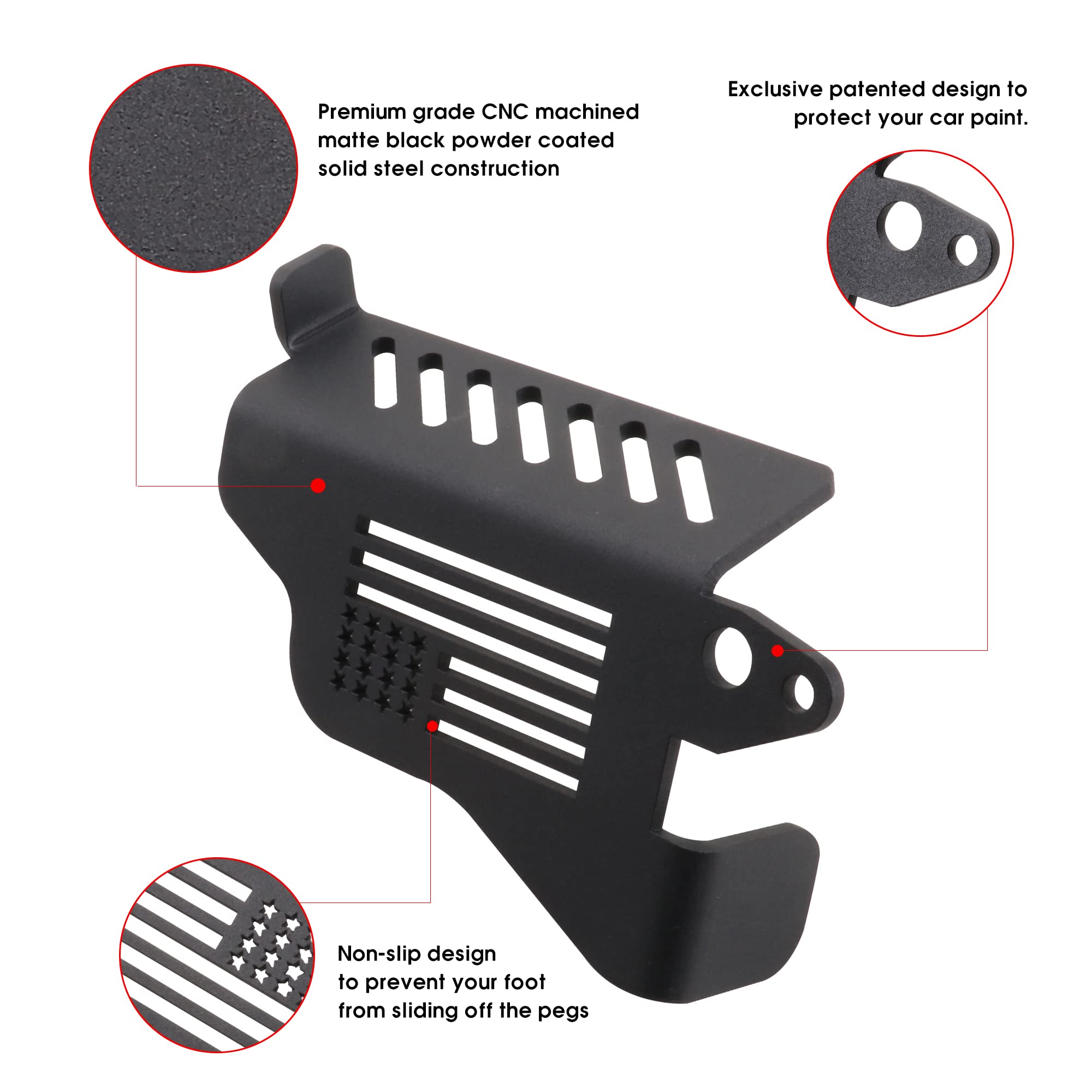 Upgrade Door Hinge Foot Pegs For Jeep Wrangler, Sukemichi Black Steel Exterior Foot Peg Rest Pedals For 2007-2024 Jeep Wrangler